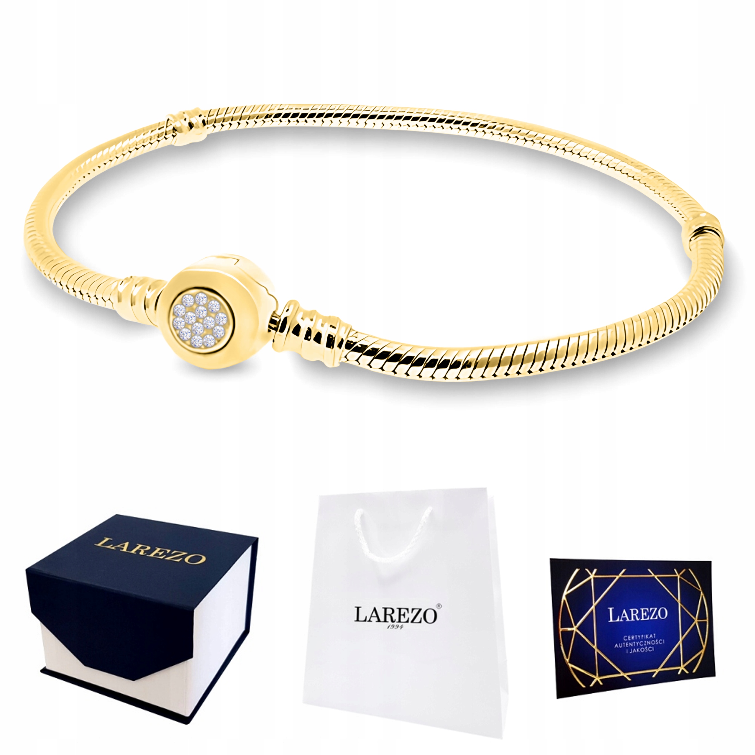 Zlatý modulární Náramek s přívěskem 19 Cm