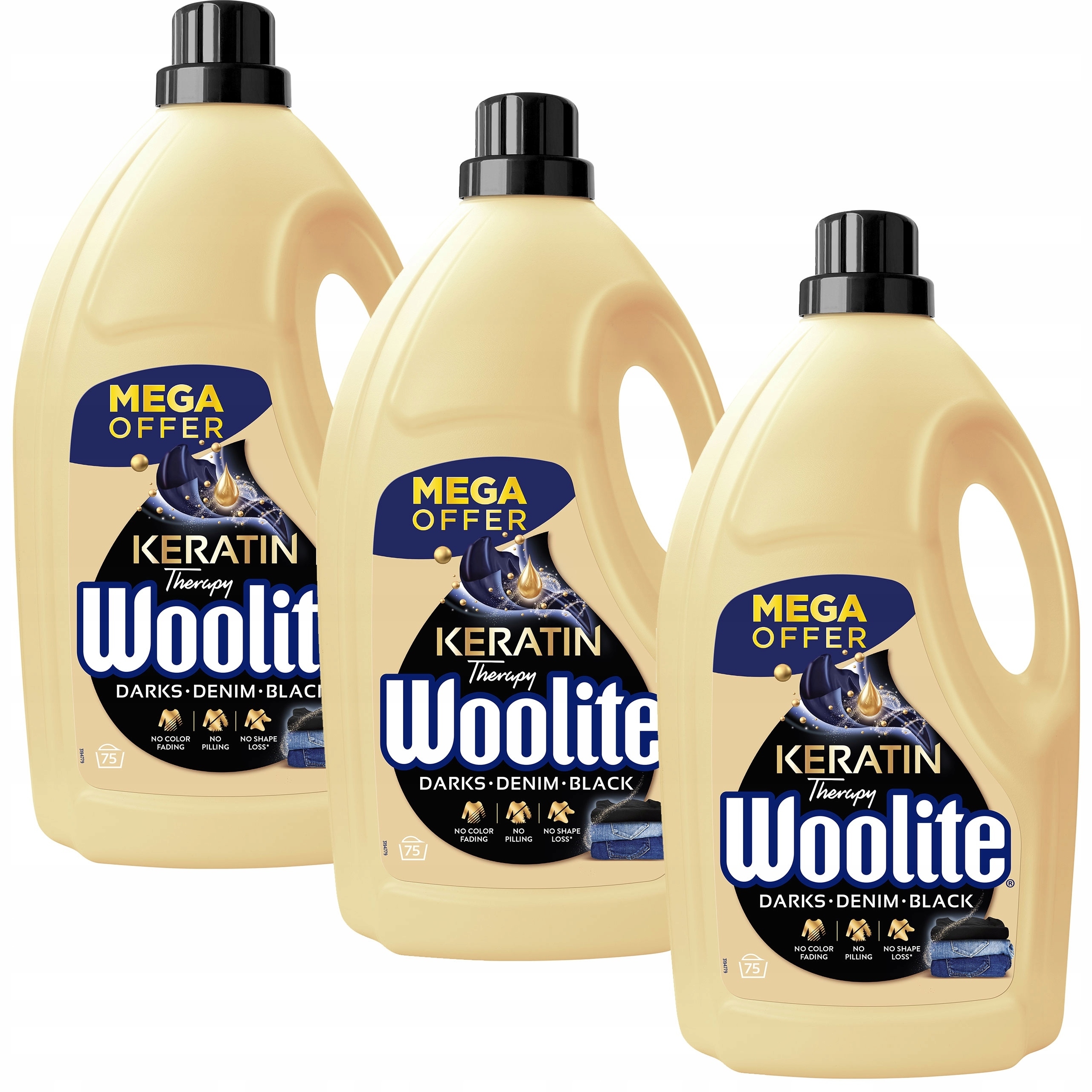 Woolite Sada Tekutých Pracích Prostředků Na Černé Prádlo S Keratinem 3X 4.5 L