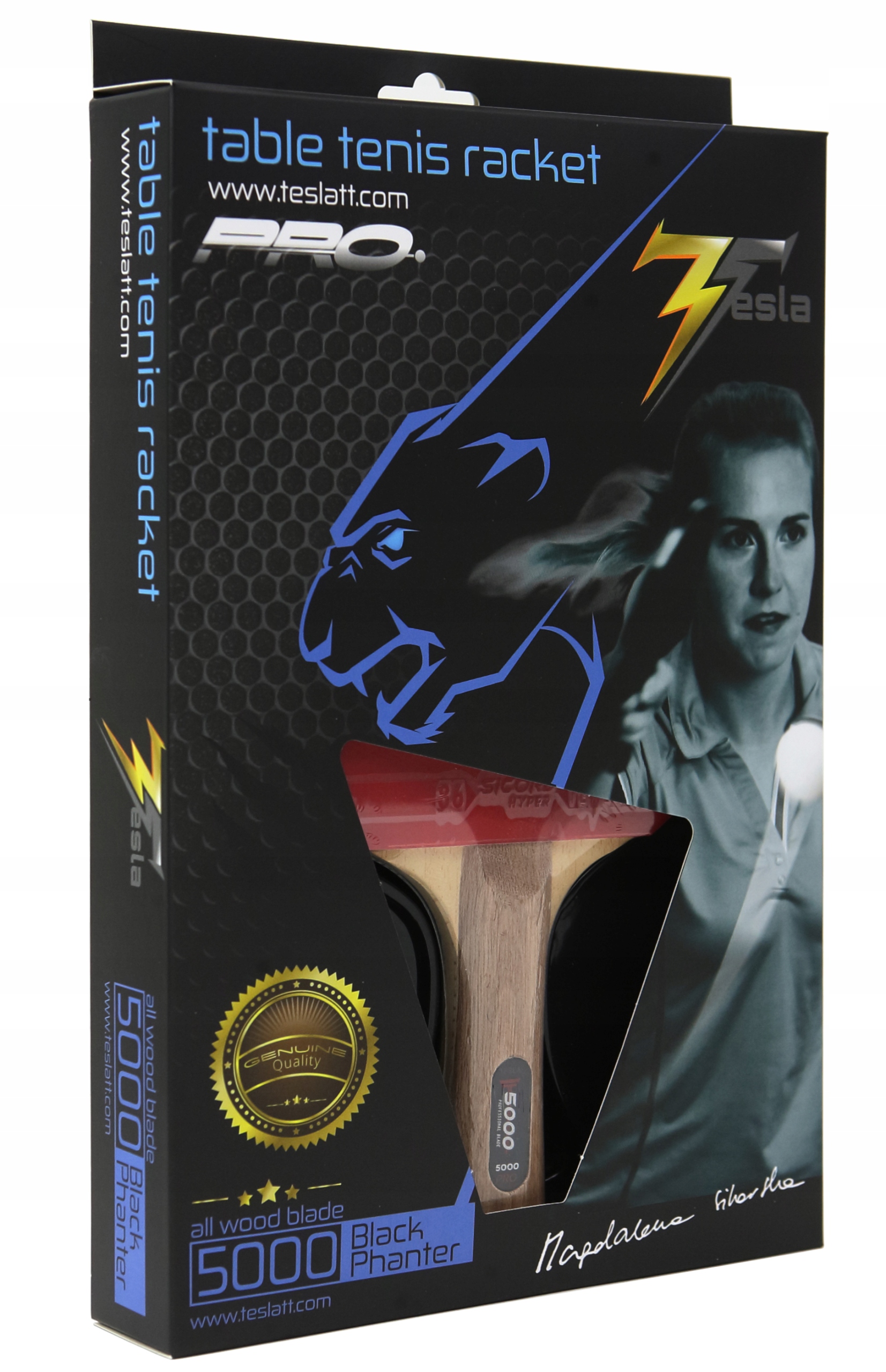 Rakietka do tenisa stołowego TESLA 5000 PRO ping Kolor dominujący pomarańcze i czerwienie