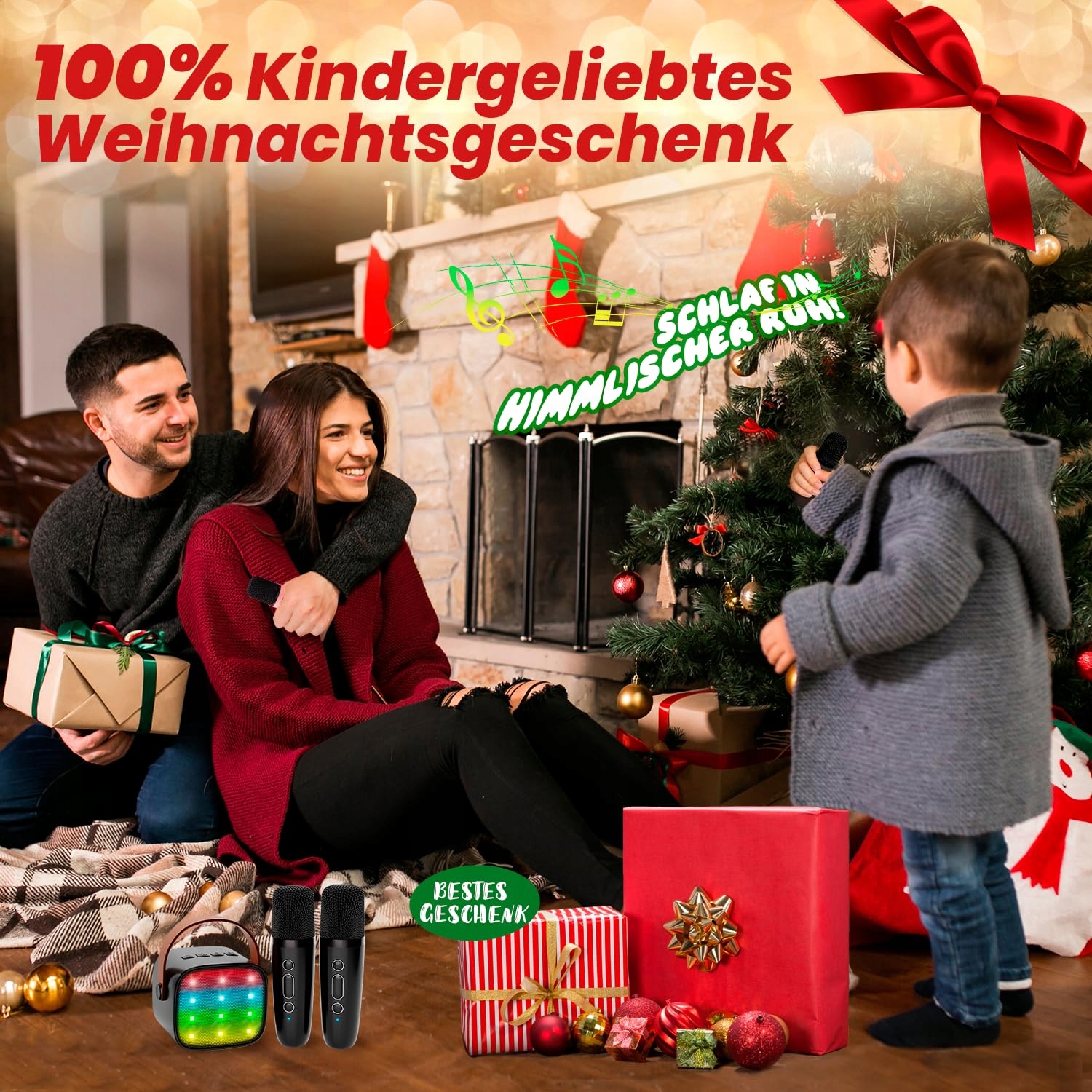 KINDER Karaoke Mikrofon Bluetooth Głośnik LED Dla Dzieci i Dorosłych — miniatura 3