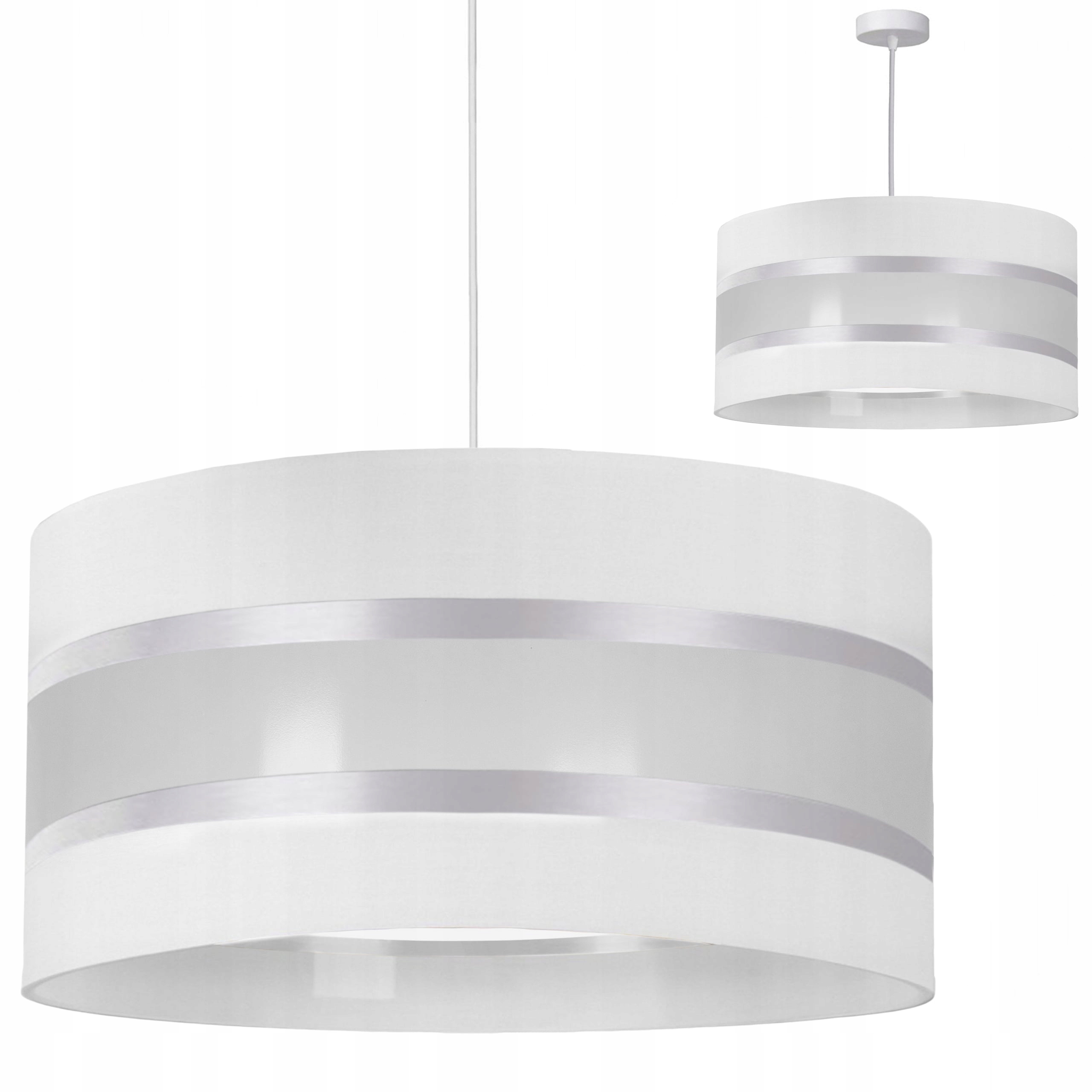LAMPA WISZĄCA ABAŻUR SUFITOWA ŻYRANDOL LED NOWOCZESNA LOFT E27 40 CM BIAŁY
