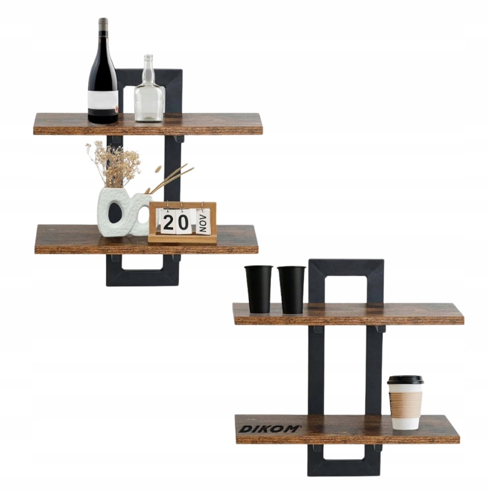 PÓŁKI DREWNIANE WISZĄCE PÓŁKA WISZĄCA RUSTYKALNA LOFT DIKOM RETRO METAL