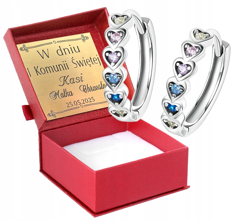 Stříbrné Náušnice Srdíčka Gravírování Dárek na svaté přijímání, Móda Trusky