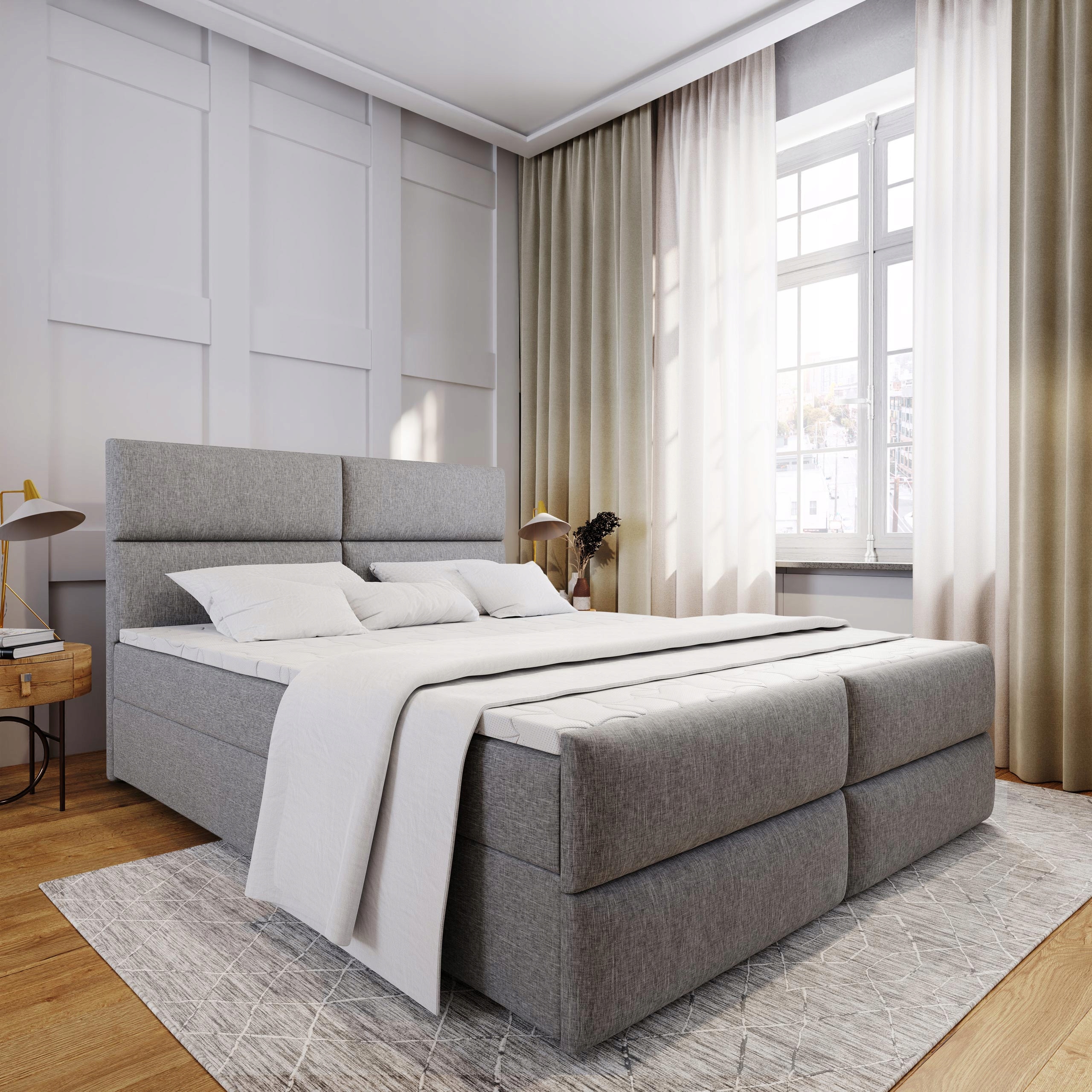 

Łóżko Kontynentalne Mulen 140 Tapicerowane Materac