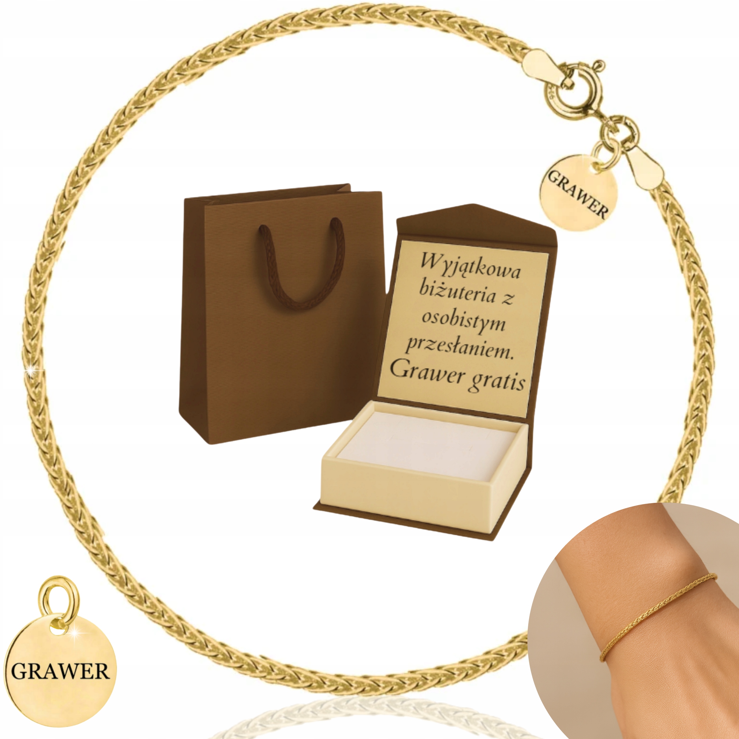 Dámský Náramek Zlatý 925 Gravírování Personalizace Propletený Pozlacený