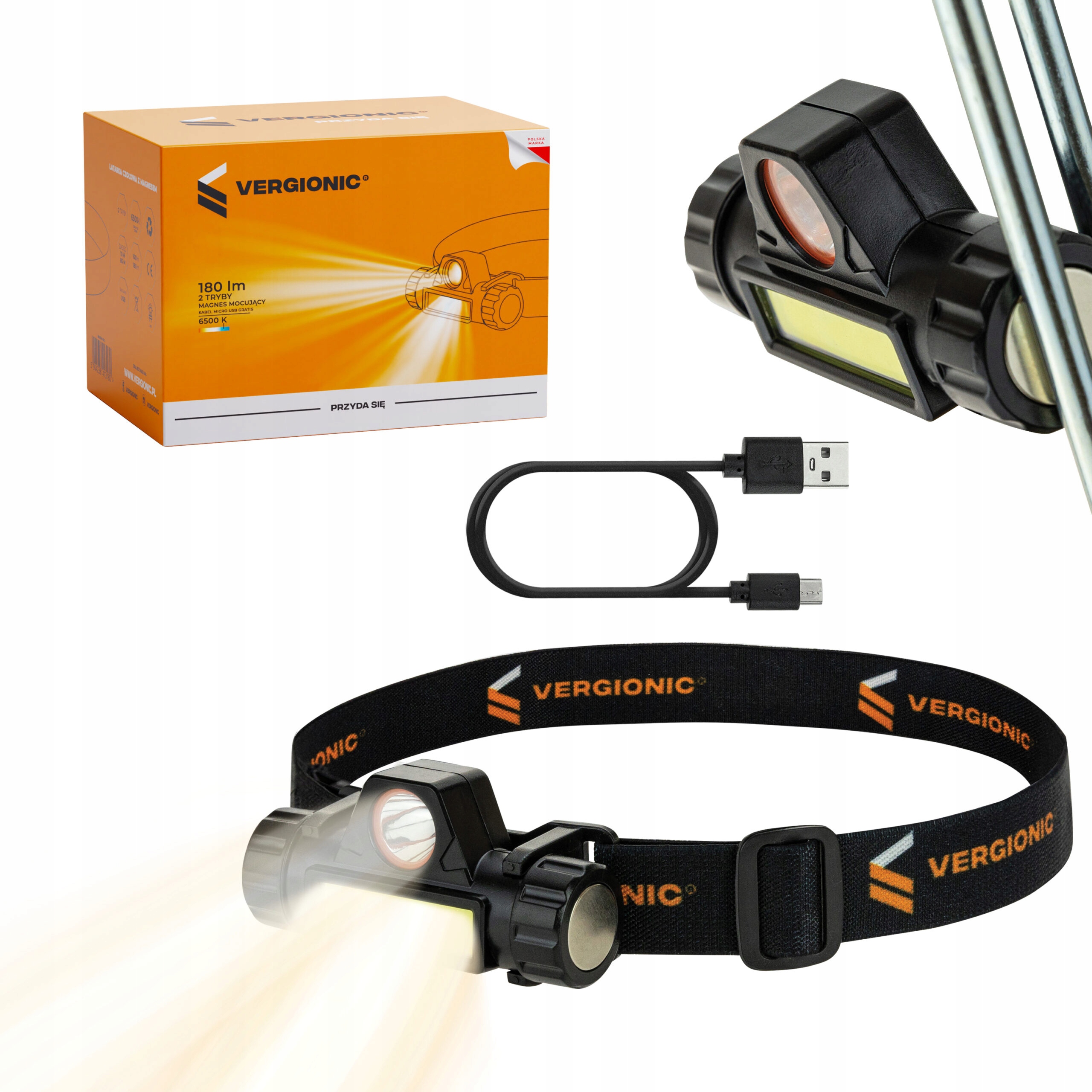 

Latarka Czołowa 4w1 Cob Lampka Czołówka Z Magnesem