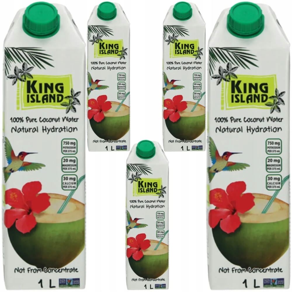 5x Zdravá Kokosová voda z kokosu Přírodní zavlažování 1000 ml 1 L King Island