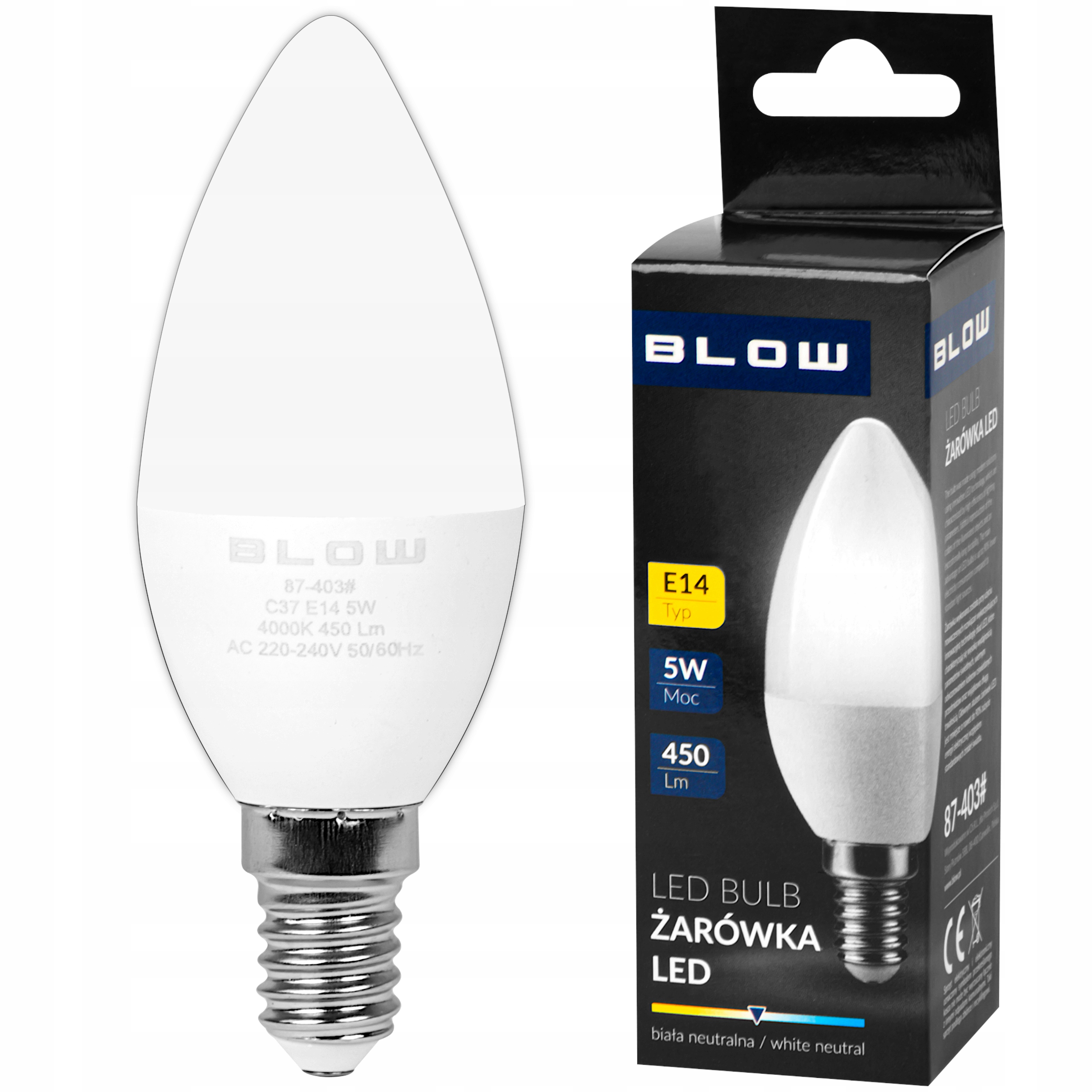 

Żarówka Led Eco E14 5W=40W biała świeczka