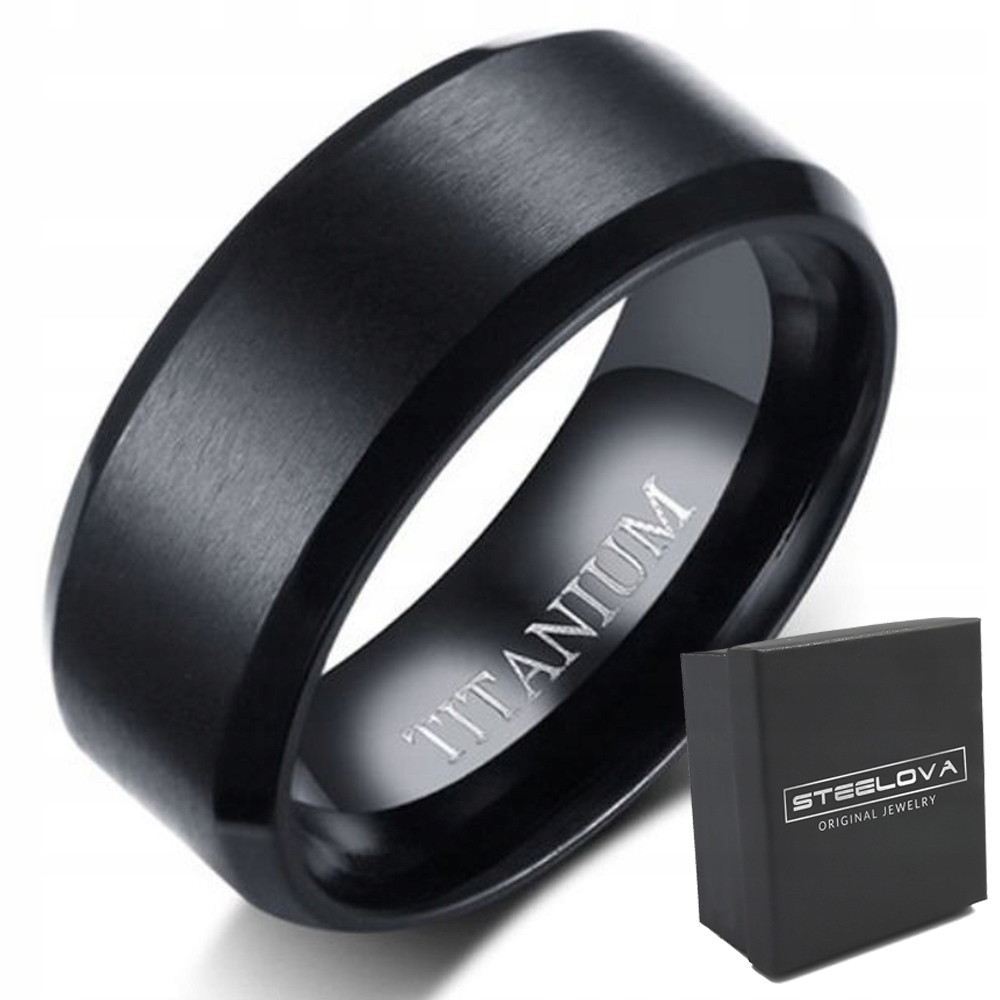 CZARNA OBRĄCZKA Z TYTANU TYTAN R.22 MATOWA