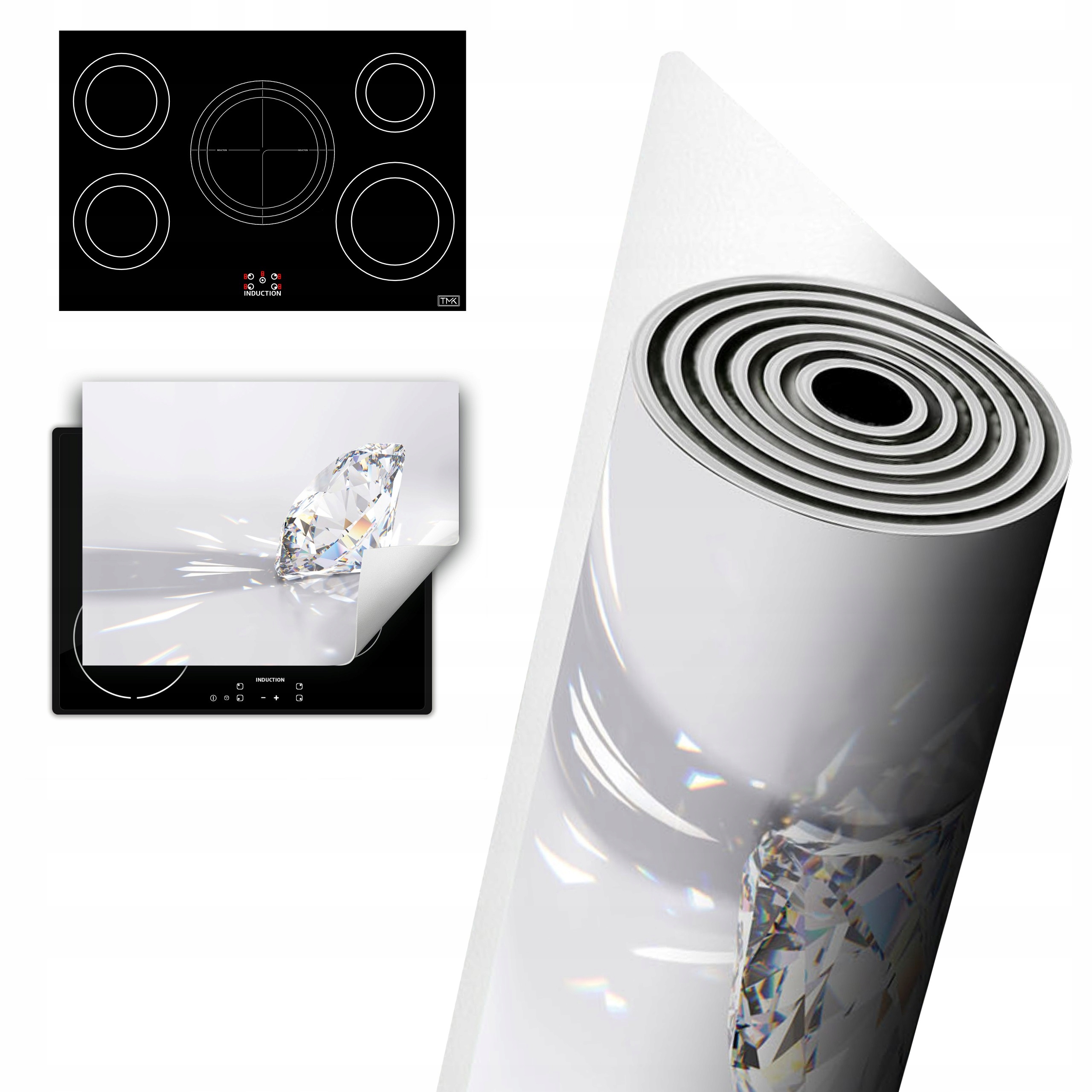 Vinylová Ochrana Na Indukci Desky 80x52 šedá diamant