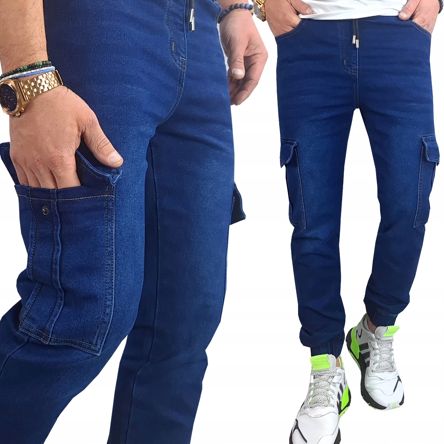 Pánské Džínové Kalhoty Kapsáče jogger 6 Kapes silné džínové 77 vel. M