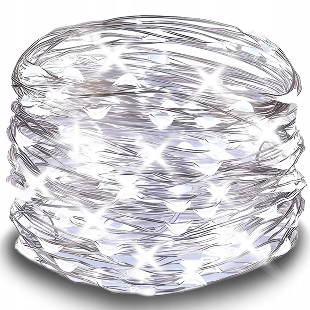 LAMPKI DRUCIKI 50 LED ŚWIATEŁKA NA BATERIE BIAŁE ZIMNE ŚWIATŁO ŁAŃCUCH