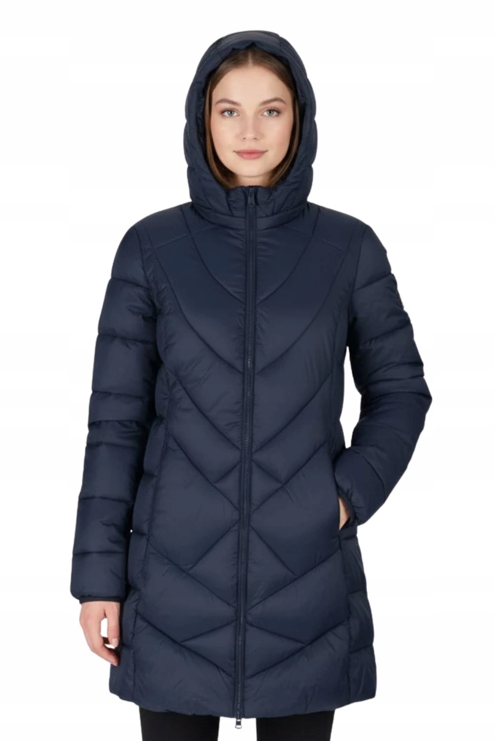 Płaszcz damski Cmp pikowany puchowy zimowy z kapturem parka r Xs