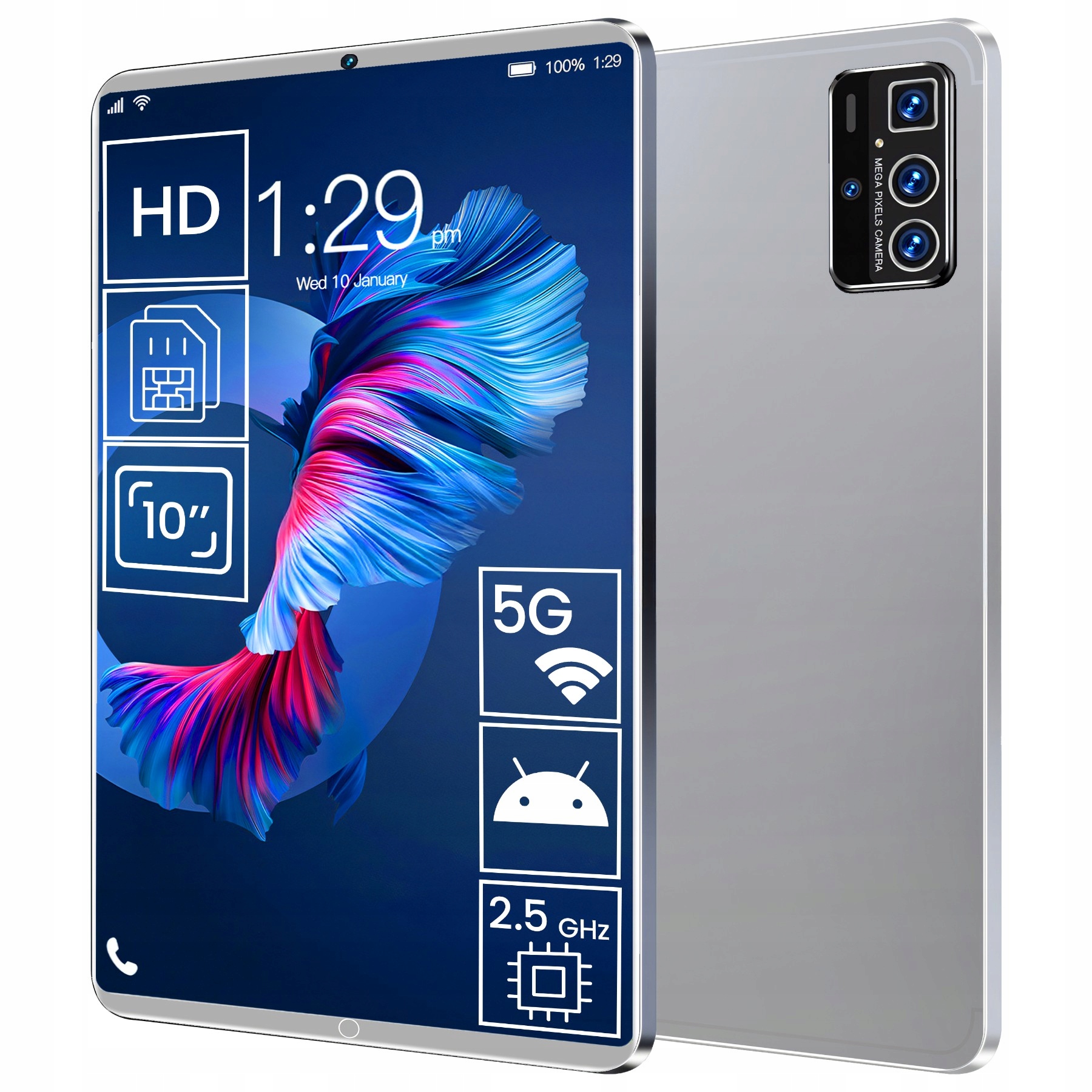 Tablet Android 4GB+64GB Wifi Bt 10'' 5000mAh Hd Displej 1280*800 Ssd