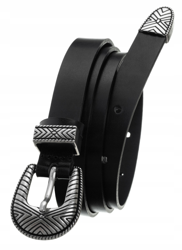 

Badura piękny damski pasek skóra naturalna czarny