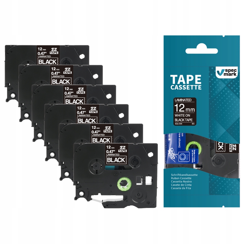 Zestaw 6 szt. Taśm 12mm do Brother TZ-335 TZE-335