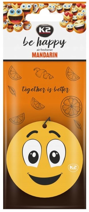K2 Be Happy Mandarin Zapach Papierowy Mandarynka 1szt. uśmiechnięta buźka
