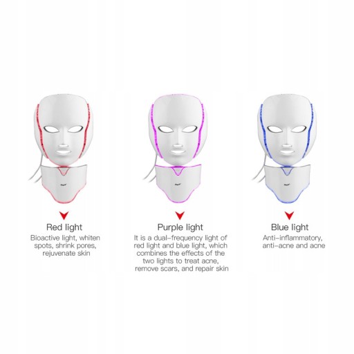 Maska LED na twarz z zabiegiem odmładzającym skórę Kod producenta CVB13213241534