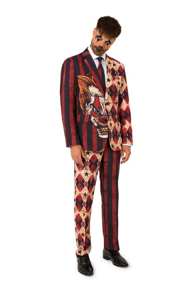Pánský Oblek Strašidelný Klaun Suitmeister Deluxe Halloween Převleky L