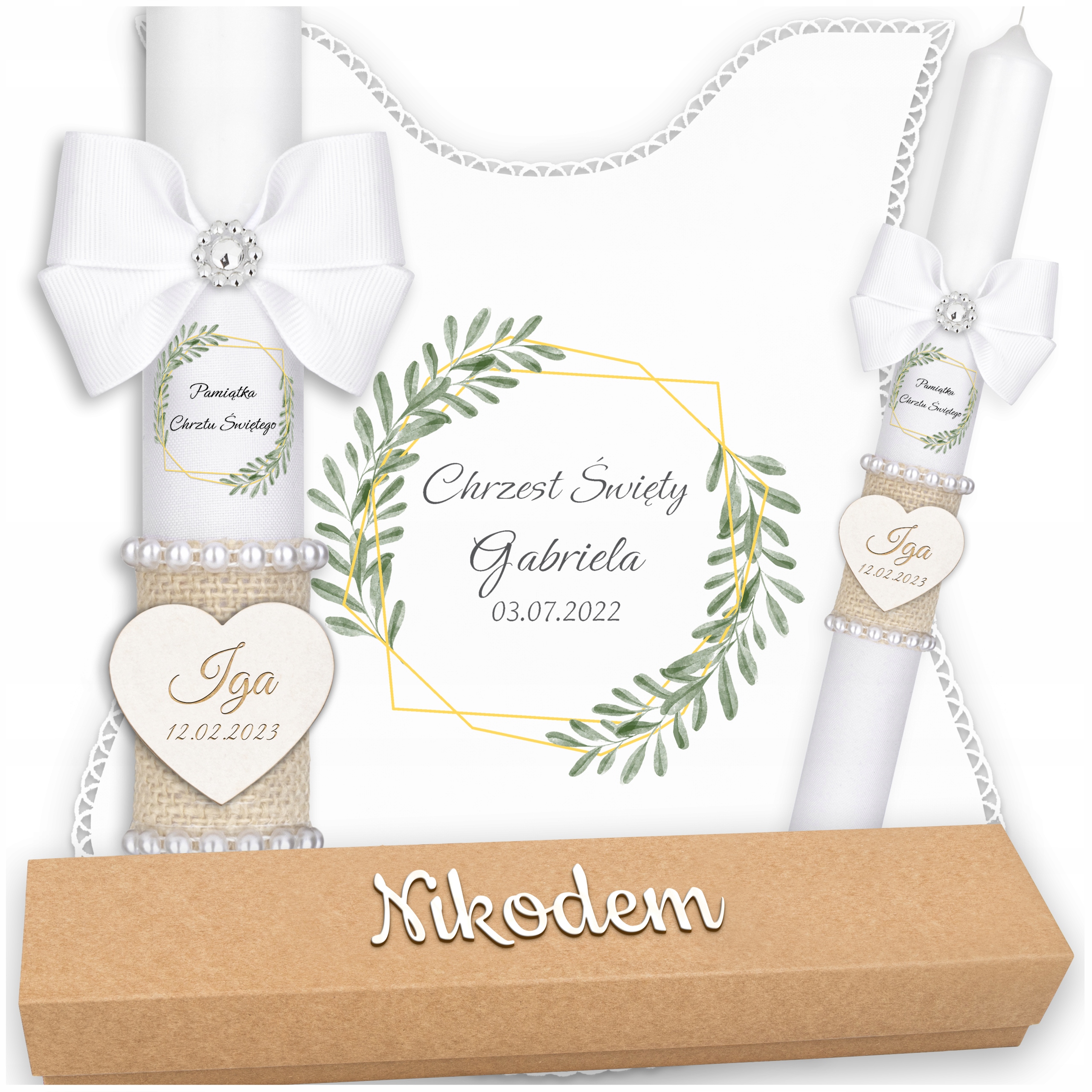 

Świeca na chrzest szatka do chrztu pudełko