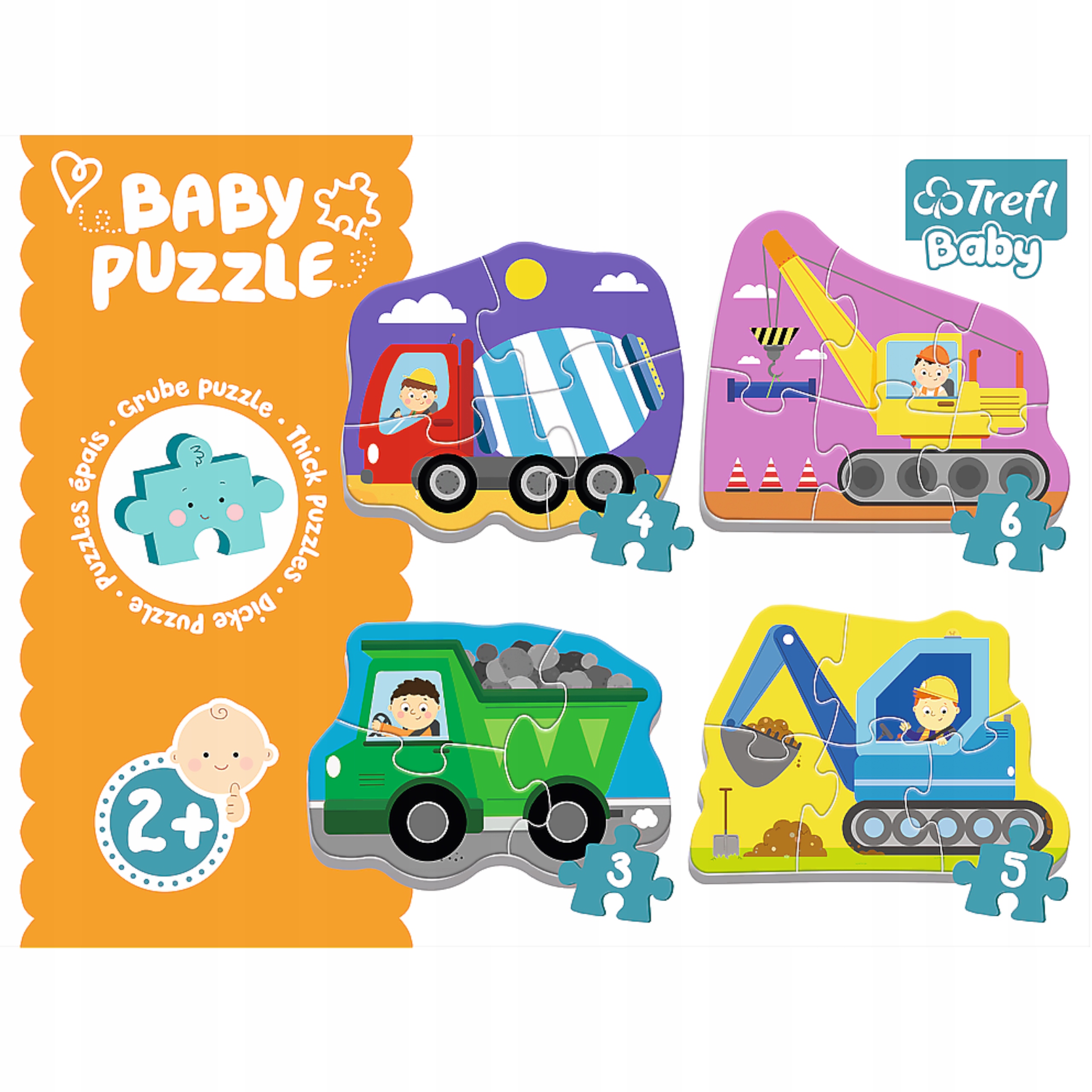 Puzzle Baby pojazdy na budowie Trefl 36072 Wiek dziecka 2 lata +