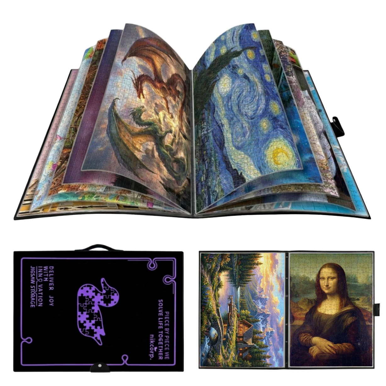 Segregator na Puzzle Album Organizer 20 Przegródek 1000 Elementów Fioletowy