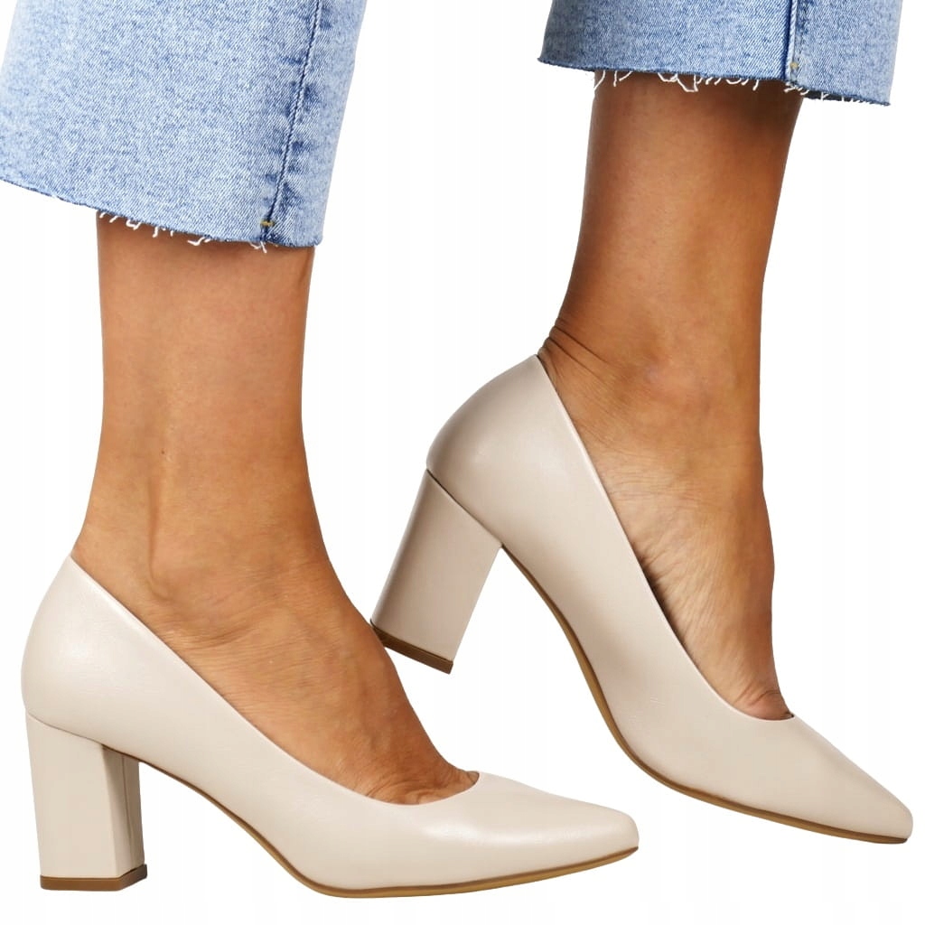 Cieliste Beżowe Czółenka Na Słupku Buty Na Wyjście Modne