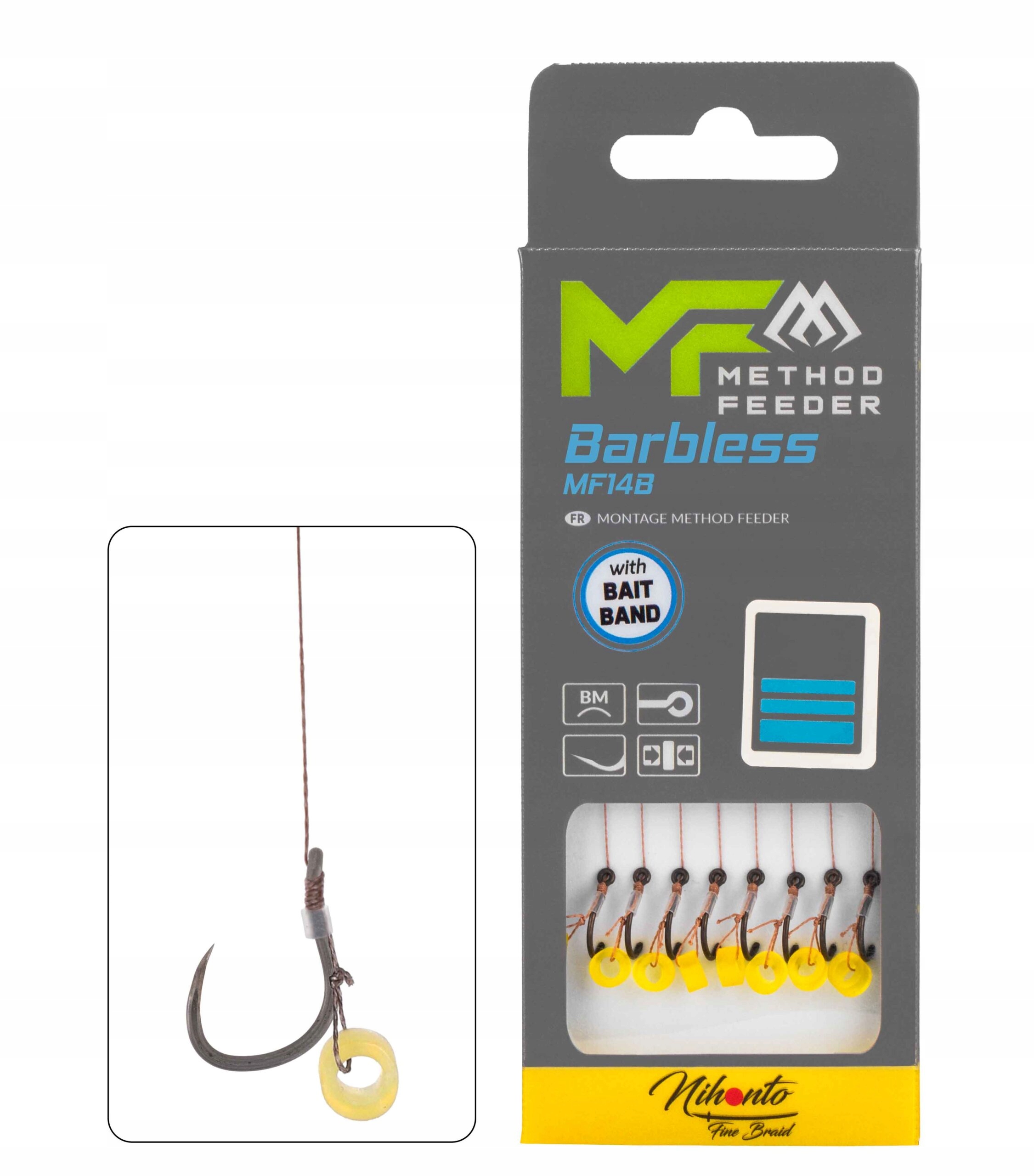 Przypony Mikado Method Feeder Hak MF14 Plecionka 0,12mm 14 10cm Gumka Bezza
