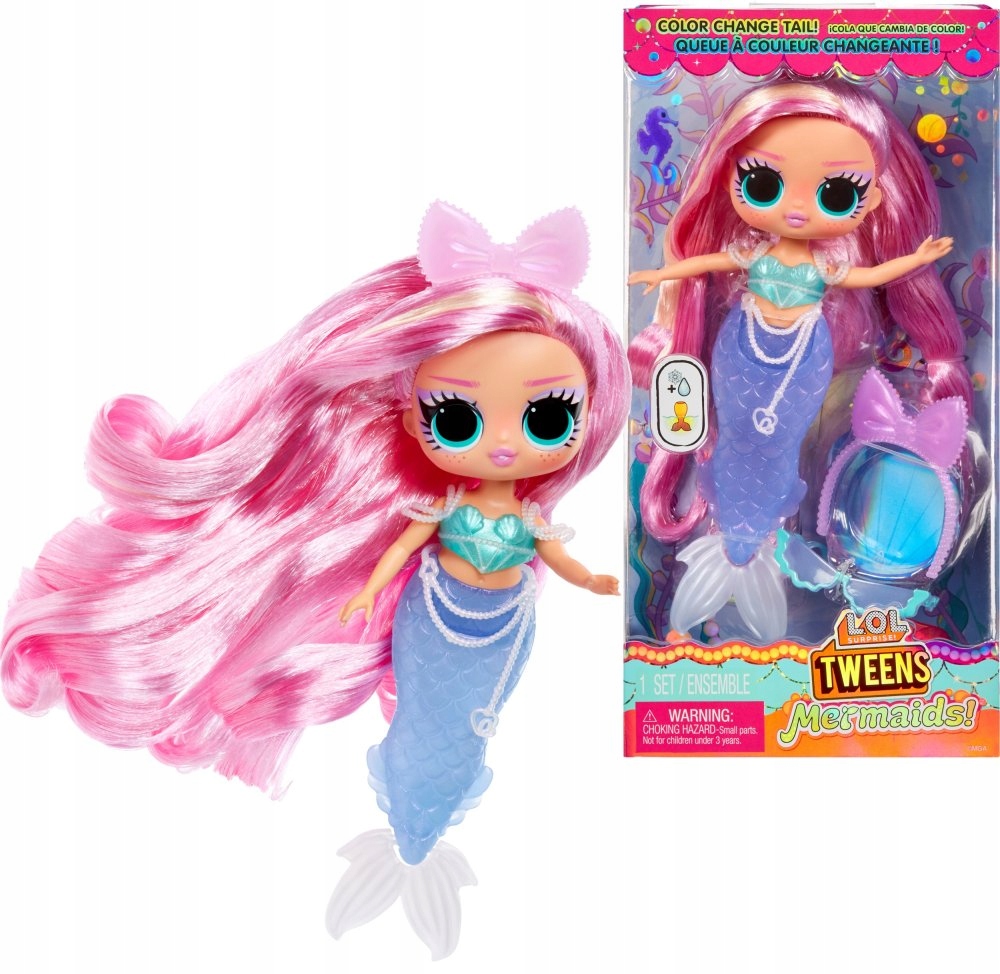 LOL Lalka Tweens Mermaid LOLA WAVES Surprise Syrenka Color Change AKCESORIA