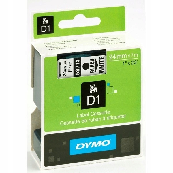 Taśma Dymo D1 24mm/7m Podkład Biały Nadruk Czarny 53713