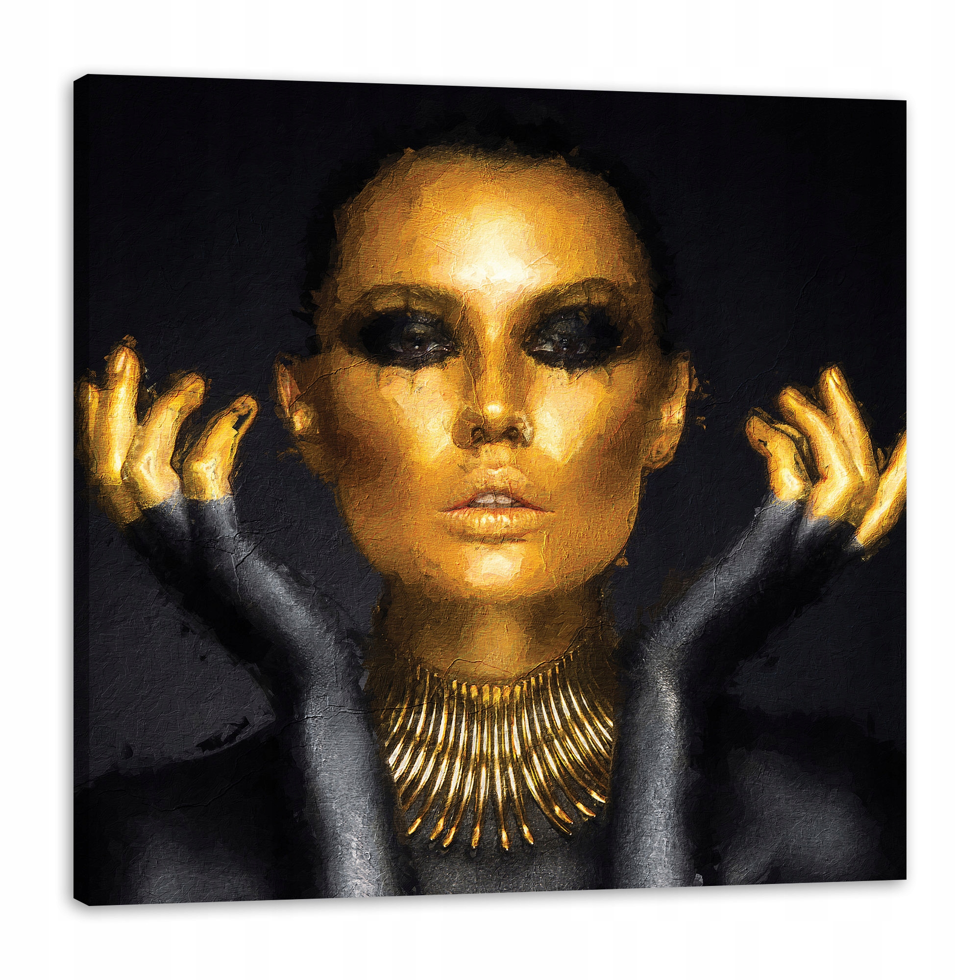 Obraz na plátně Žena Zlatá Tvář a Prsty 80x80 cm