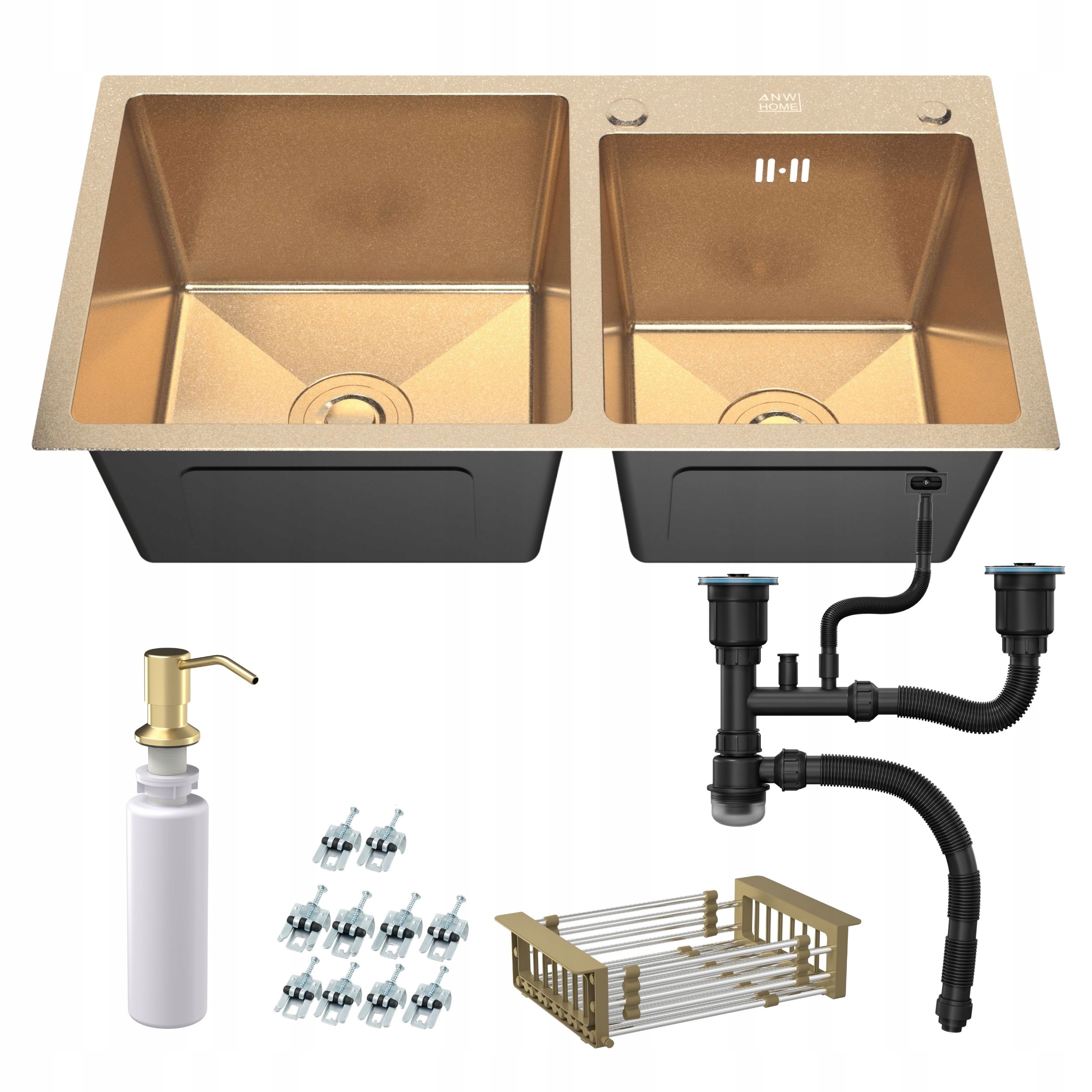 Dvojkomorový Drez Zlatý Nano Gold Pvd 78x43x22 cm