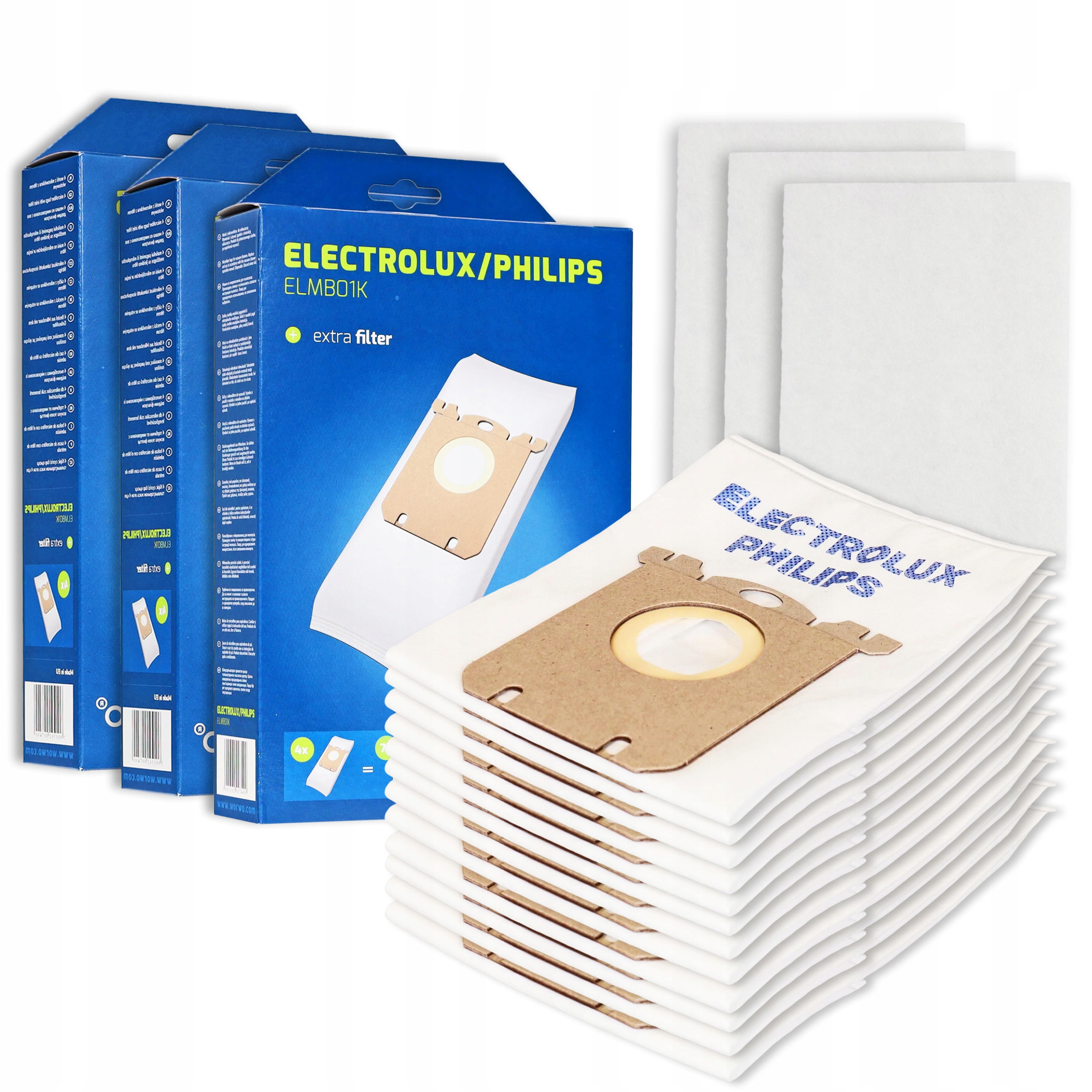 12x BAGS +FILTERS pre ELEKTROLUX PHILIPS Vysávač Model 12x W 107