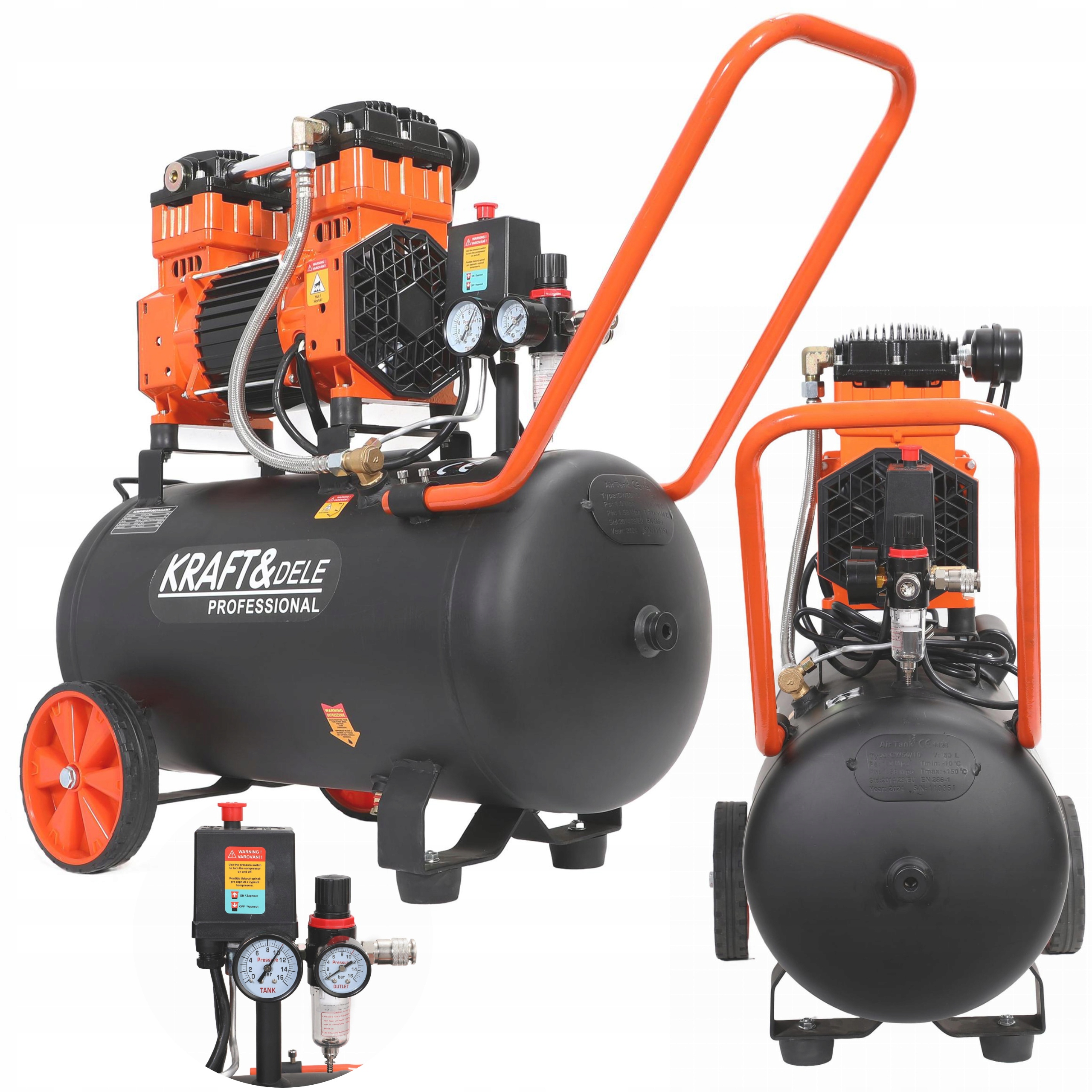 Kraft Bezolejový Kompresor Kompresor 2200 50L 295L/min 10BAR Solidní KD1393