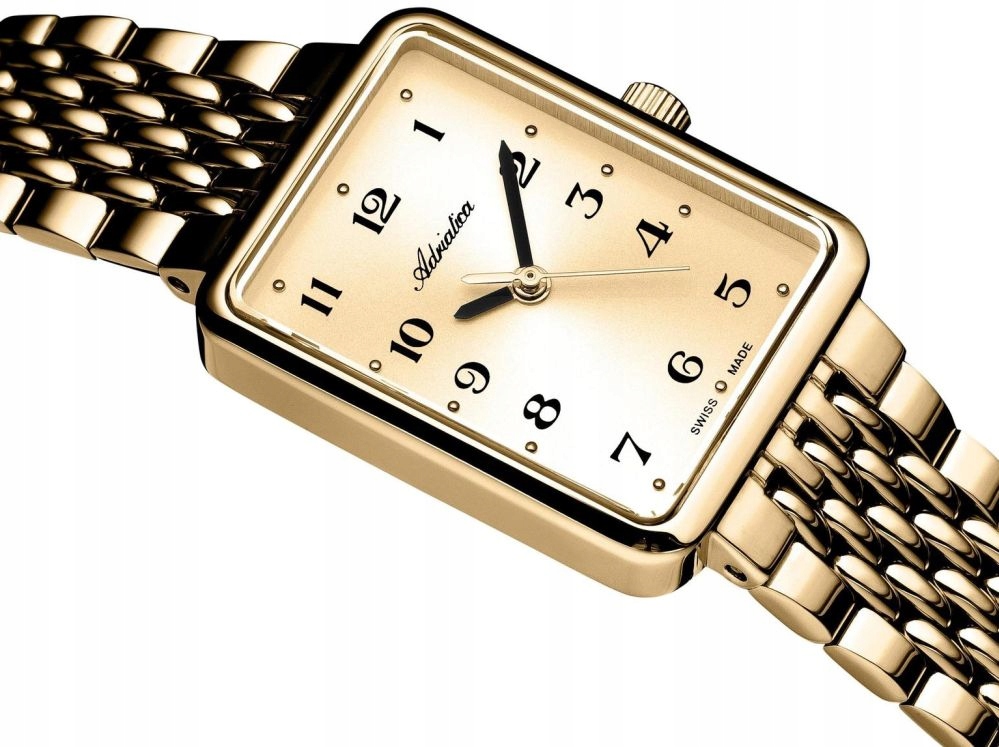 Zlaté Švýcarské Dámské Hodinky Adriatica Módní Obdélníkové Slim Mini 21 mm