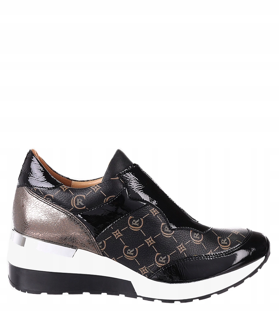 Černé dámské Polobotky Sneakersy Pohodlné Polská Kůže Na klínku r 39