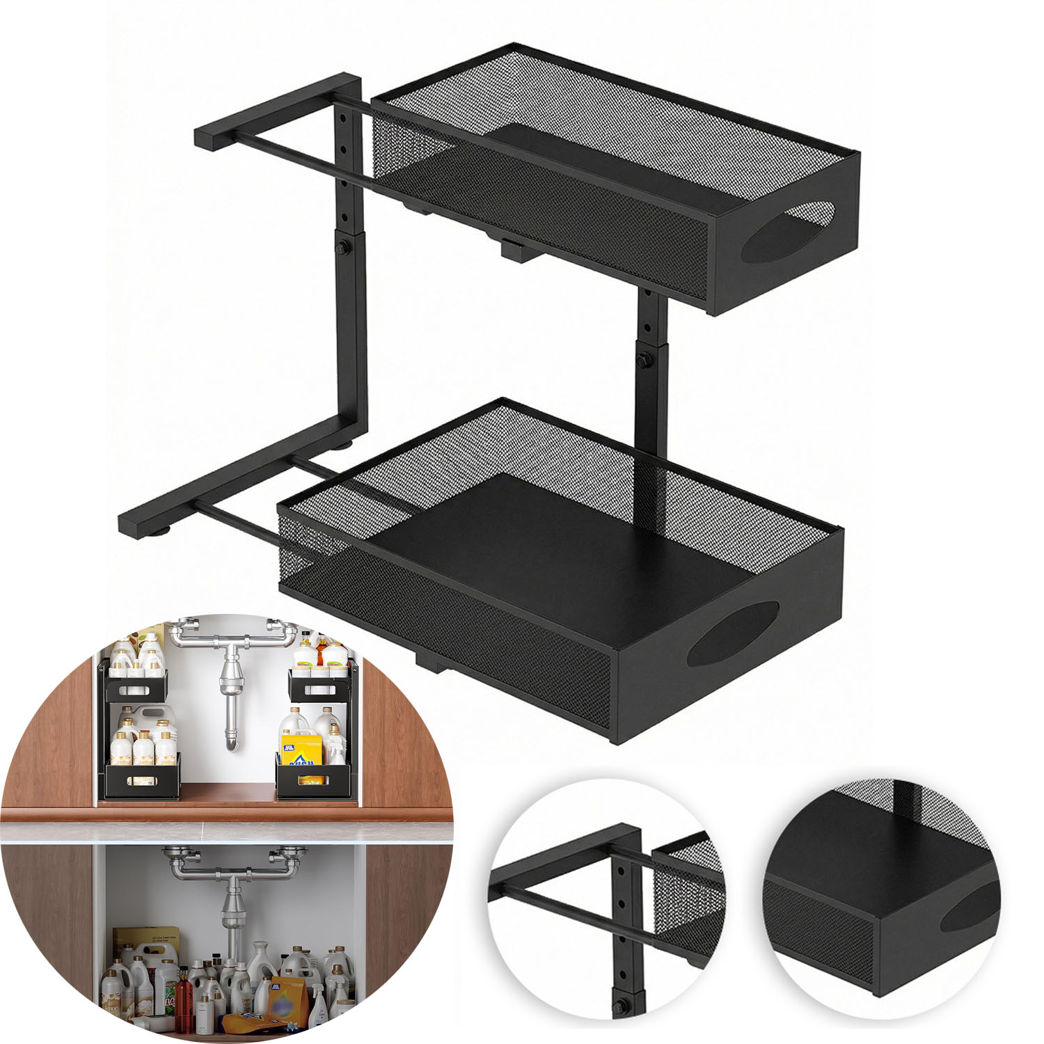 Regulovatelná Šuplík, Výsuvná Police, Vložka Kuchyňské Skříňky