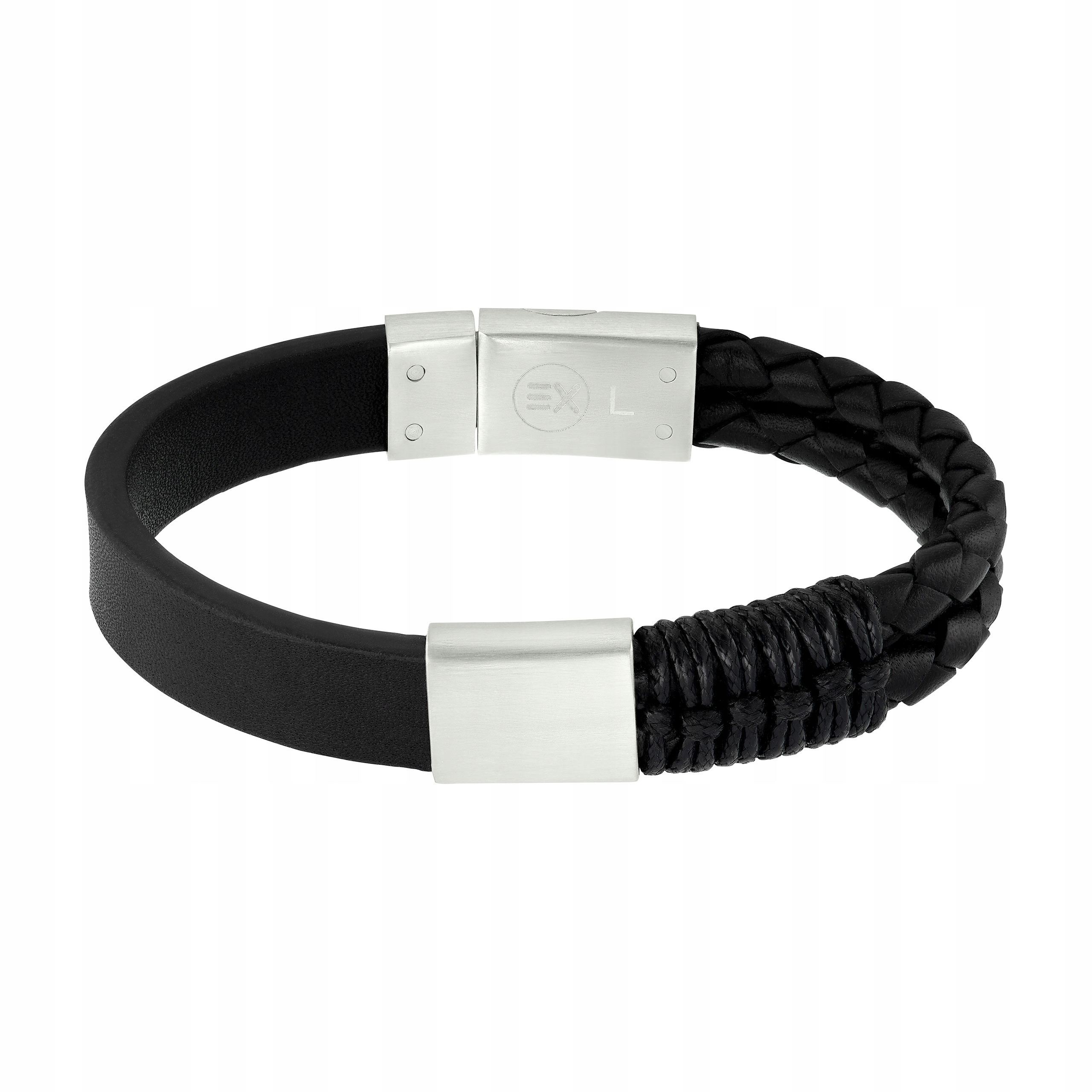 Magnetický náramek Pánský Kožený Černý Zapínání Ocel Chirurgická