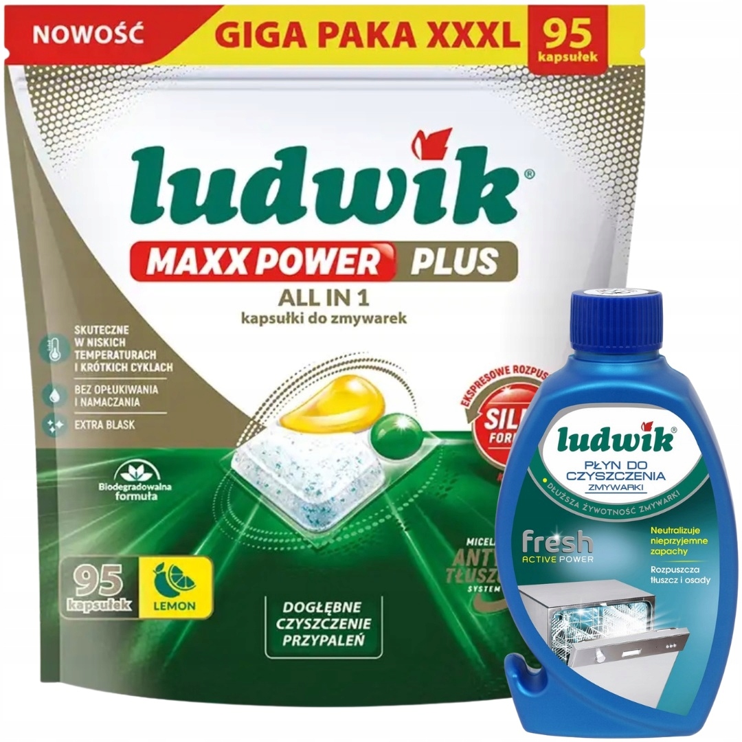 Levně Ludwik Tablety Do Myčky Maxx Power Plus All In One 95 Ks Tekutý Set