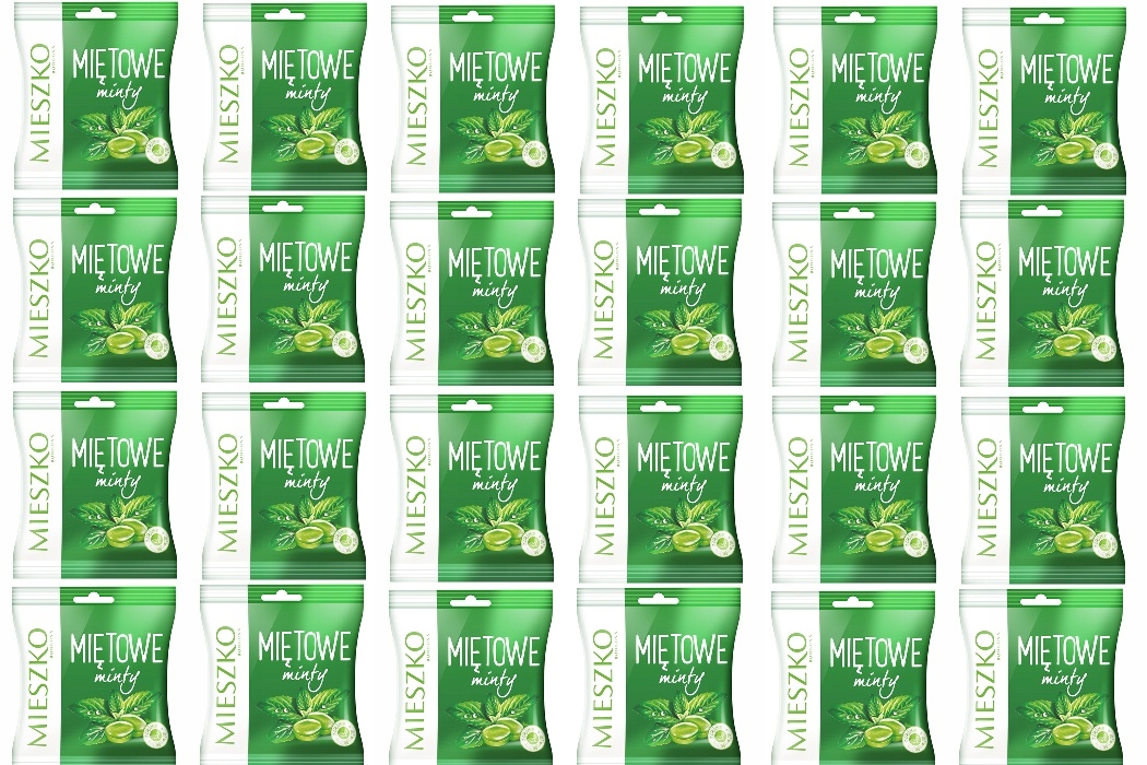 Levně 24x 90g Mieszko Landrynky mátové Karton