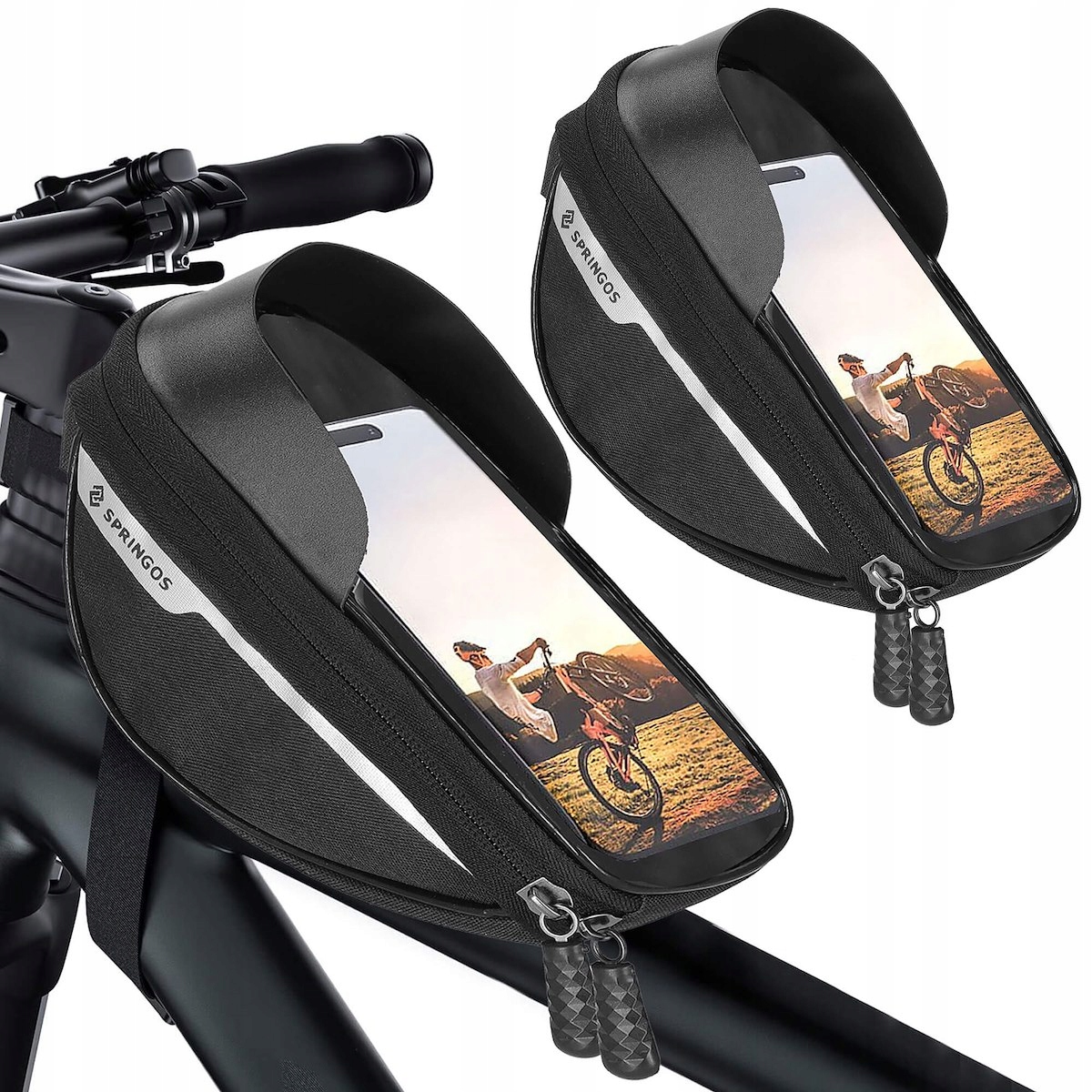 SAKWA ROWEROWA UCHWYT NA TELEFON ROWER RAMĘ KIEROWNICĘ TORBA WODOODPORNA