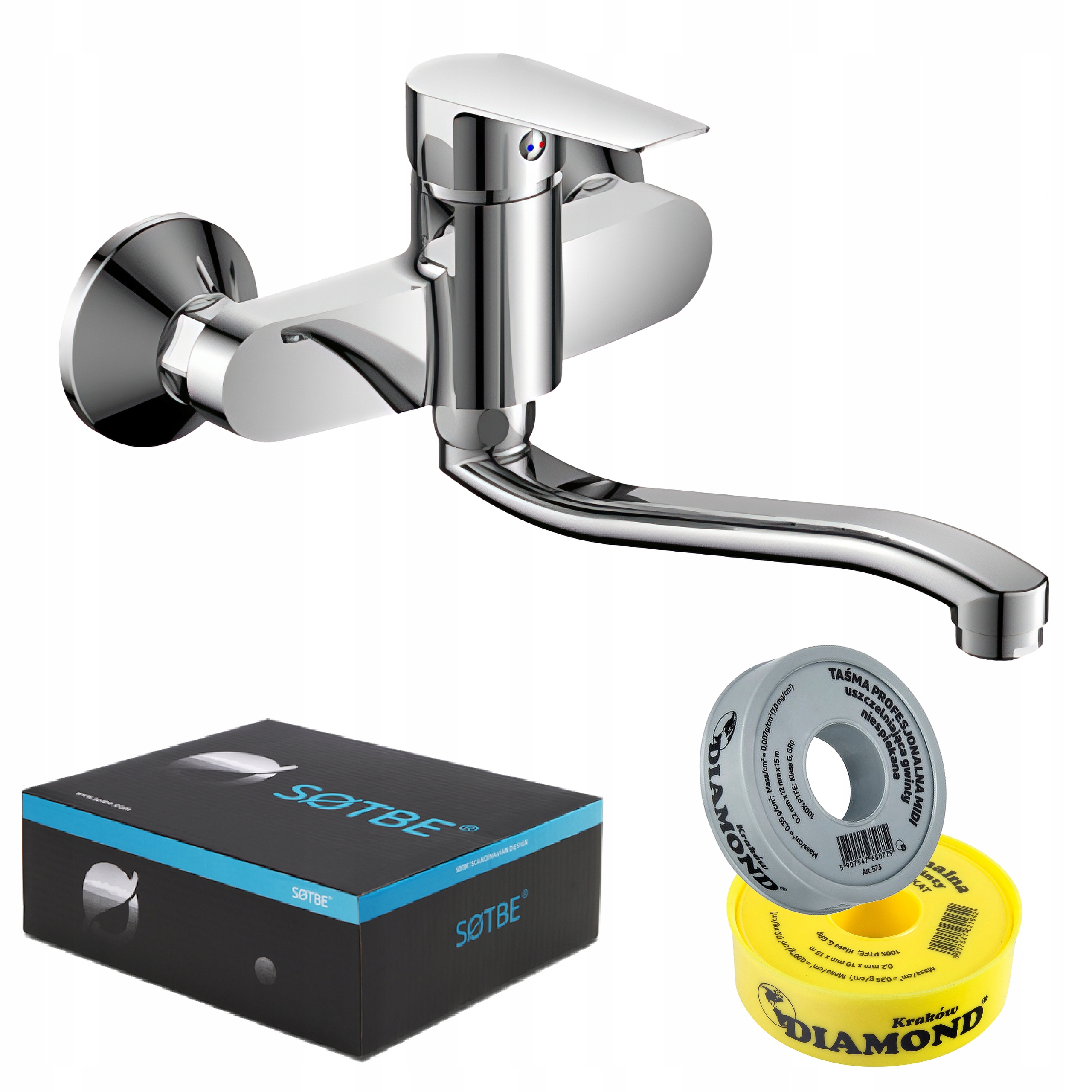 Umyvadlová nástěnná baterie chrom 20 cm s pohyblivým výtokem baterie