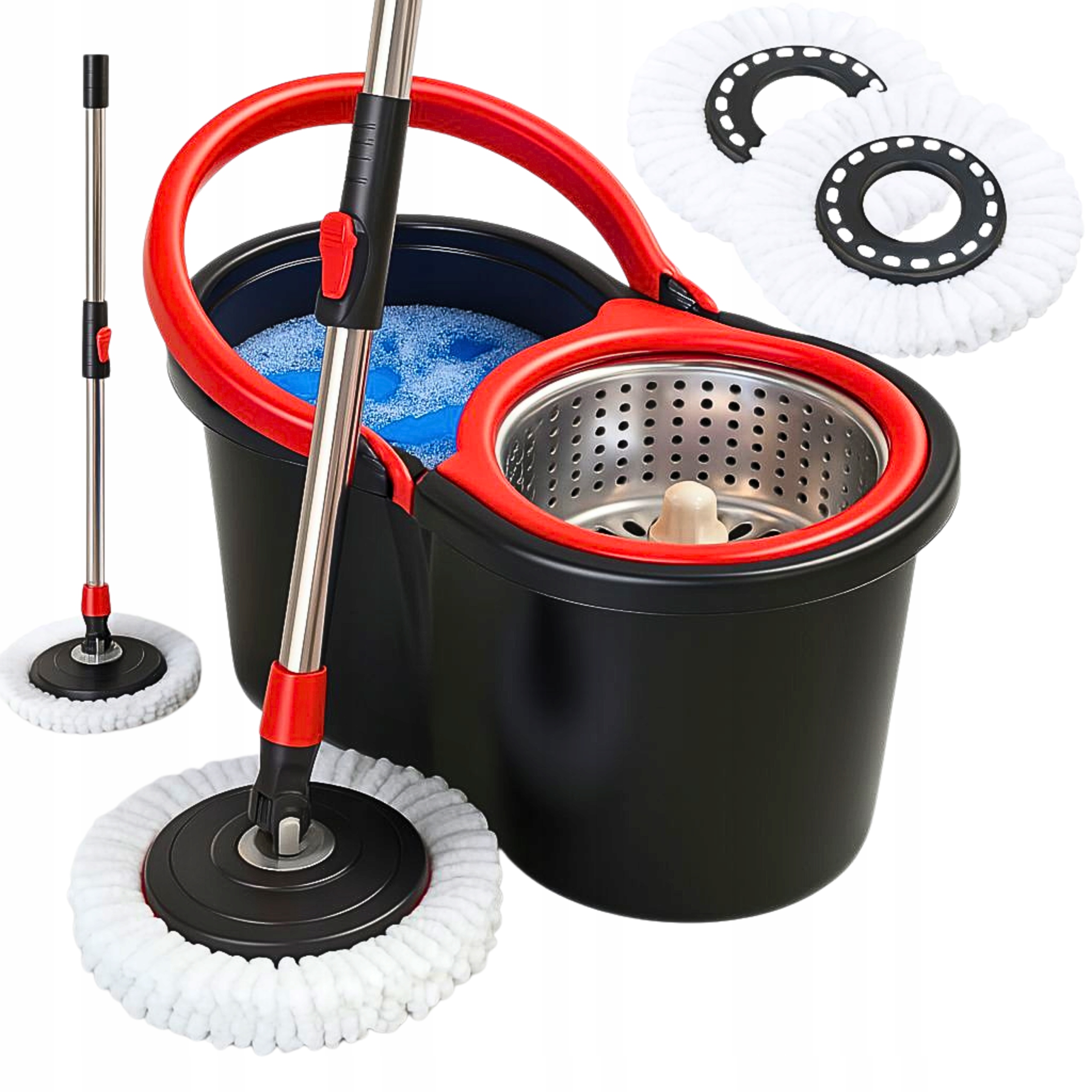 Mop Obrotowy Rotacyjny 360 Spin Turbo 3w1 2 Wkłady Z Mikrofibry