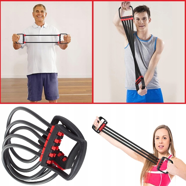 EKSPANDER DO ĆWICZEŃ NAPINACZ MIĘŚNI 5 GUM OPOROWYCH EXPANDER REULOWANY Waga produktu z opakowaniem jednostkowym 0.16 kg