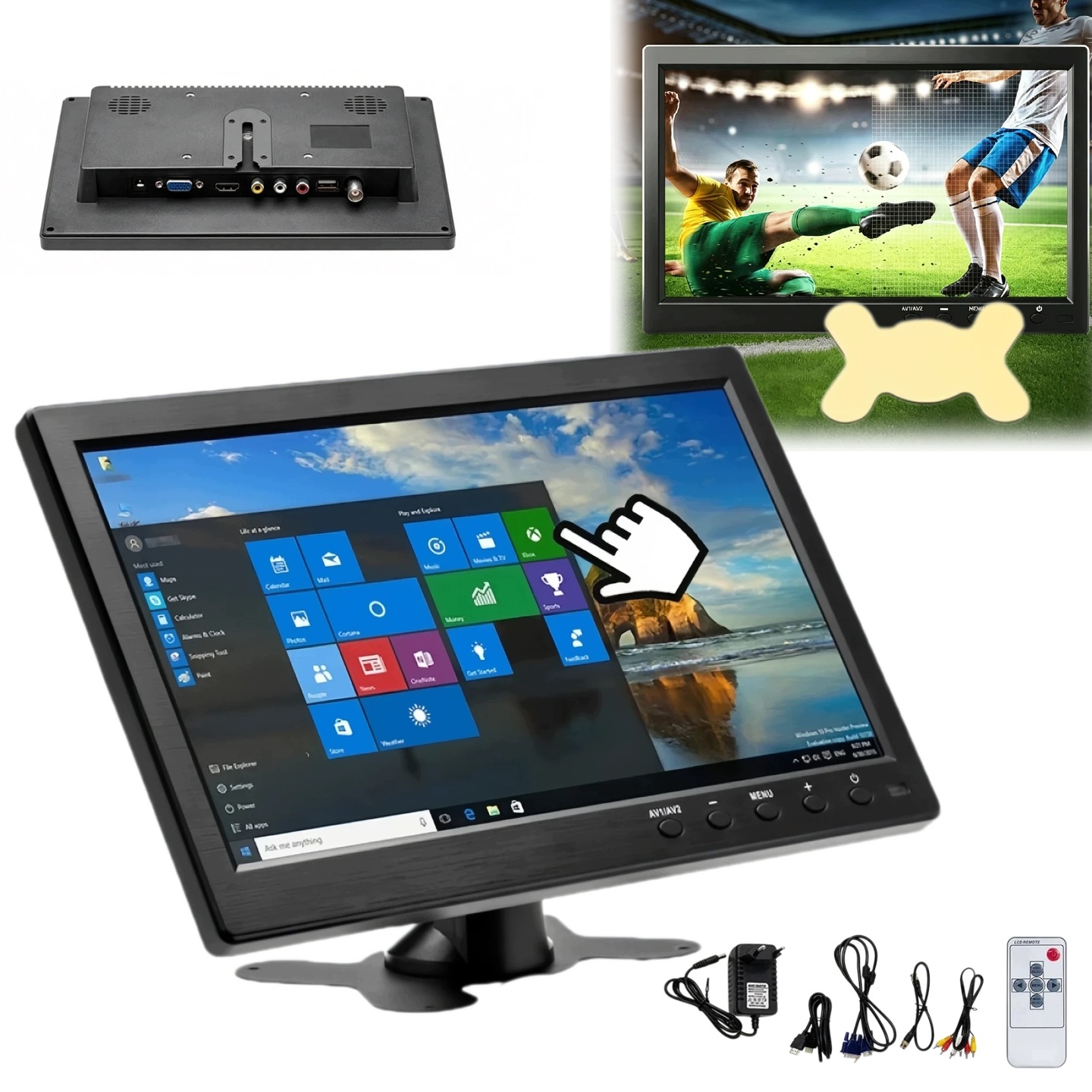 Mini Monitor 10,1" 1024×600 Hd S Hdmi Vga Av Bnc 12V LCD Obrazovkou Televizoru