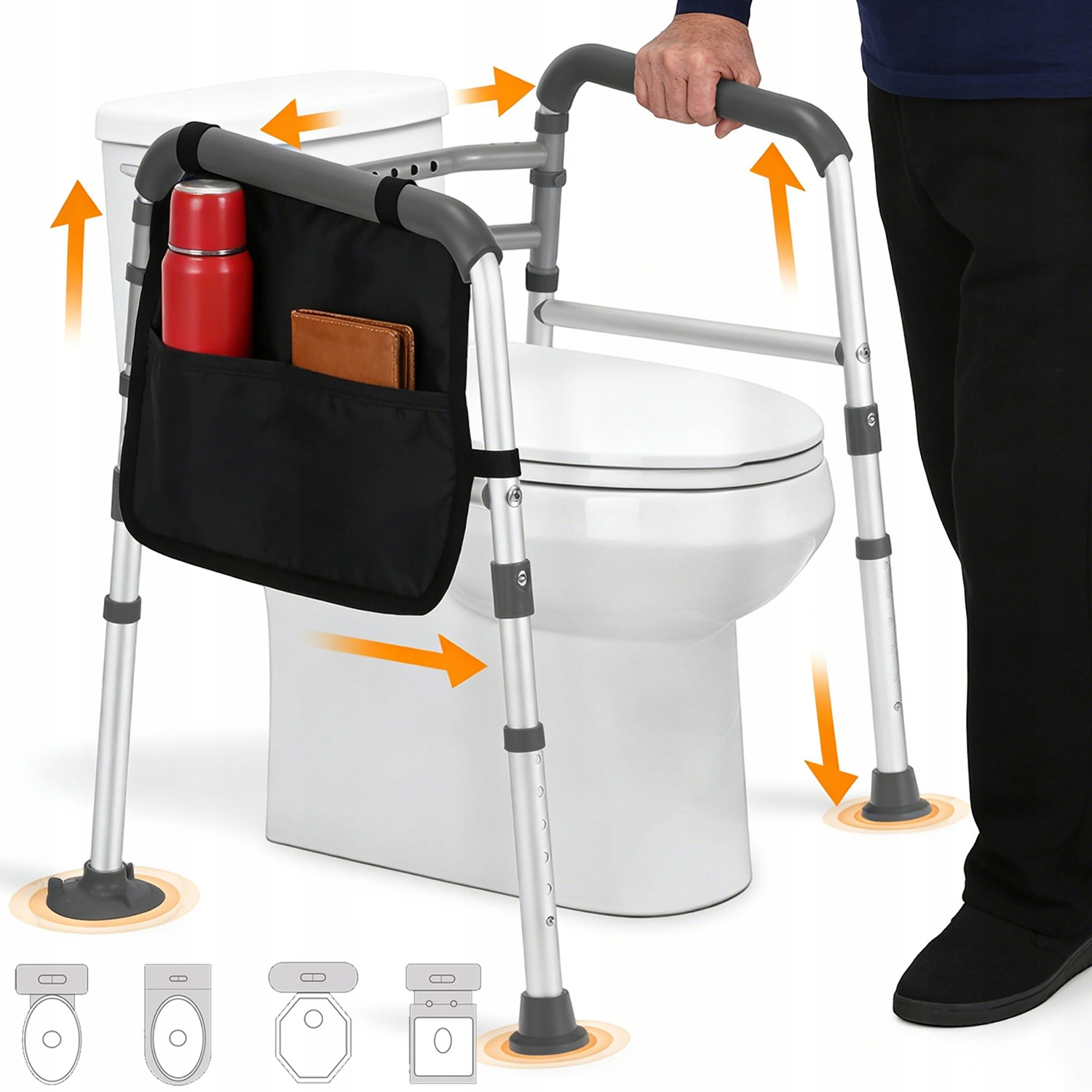 Uchwyt Toaletowy Regulowany Poręcz Stabilna Dla Osób Starszych Praktyczna