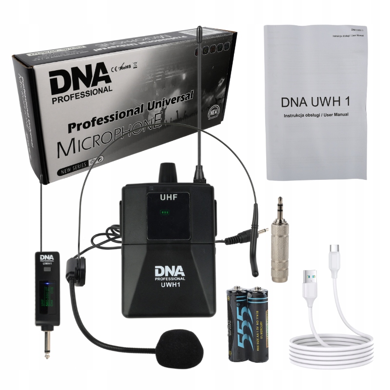 Nagłowny Mikrofon Bezprzewodowy Bodypack Odbiornik Uhf 560-590 Mhz
