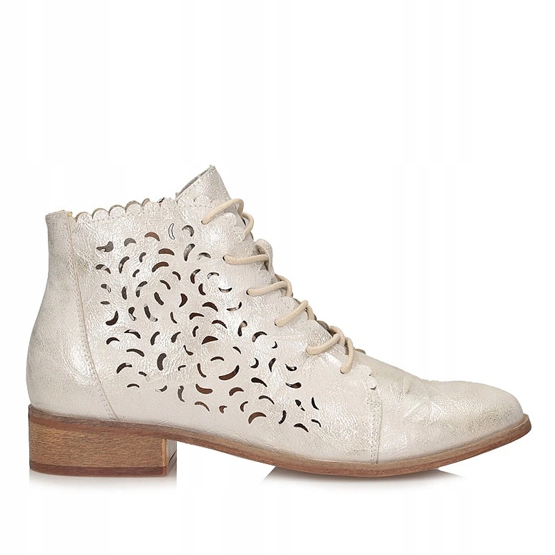 Dámské kotníkové boty Potocki 26-12646GD zlaté, prolamované na zip