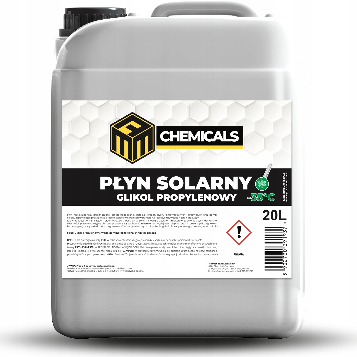 

Płyn Solarny Glikol Propylenowy C.o -35°C 20L