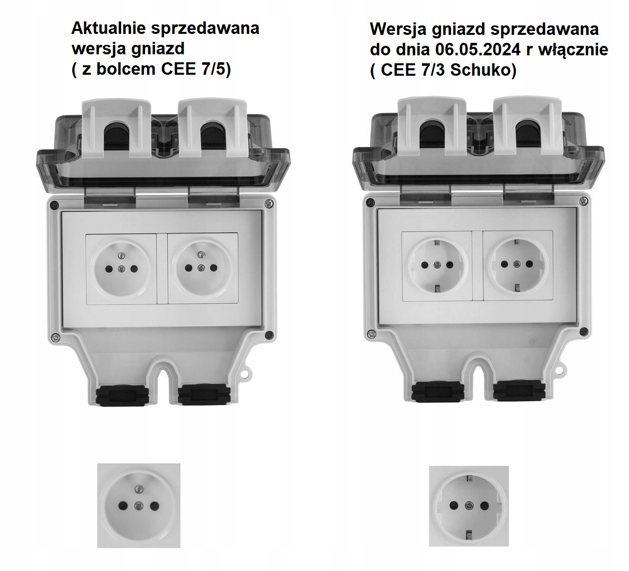 SOLIDNE GNIAZDO 230 V PODWÓJNE NATYNKOWE ZEWNĘTRZNE HERMETYCZNE IP66 Marka Inna